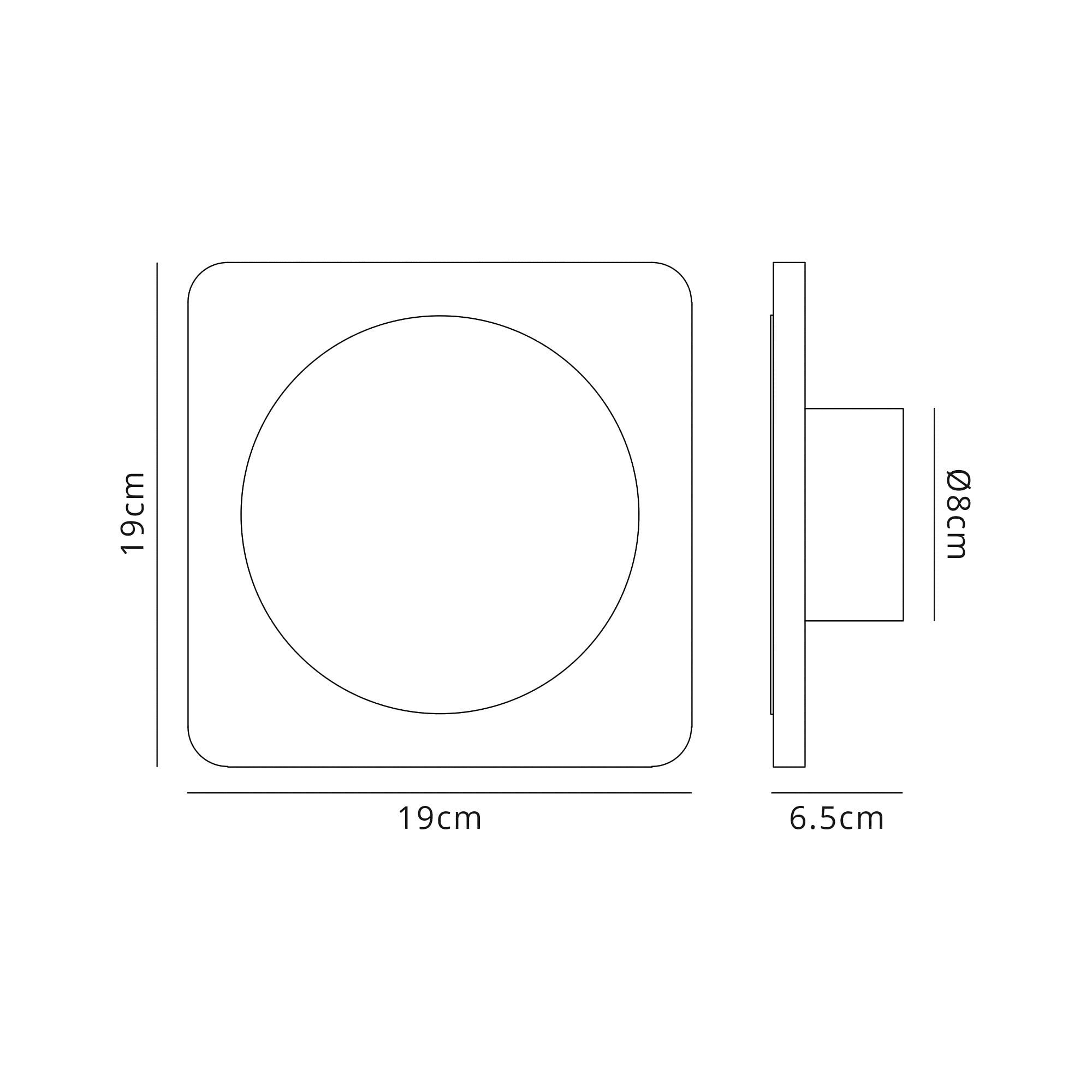 Fabula Kingsley Magnetic Base LED Wall Lamp - 15cm Round 19cm Square - Central - Sand White & Acrylic Frosted Diffuser