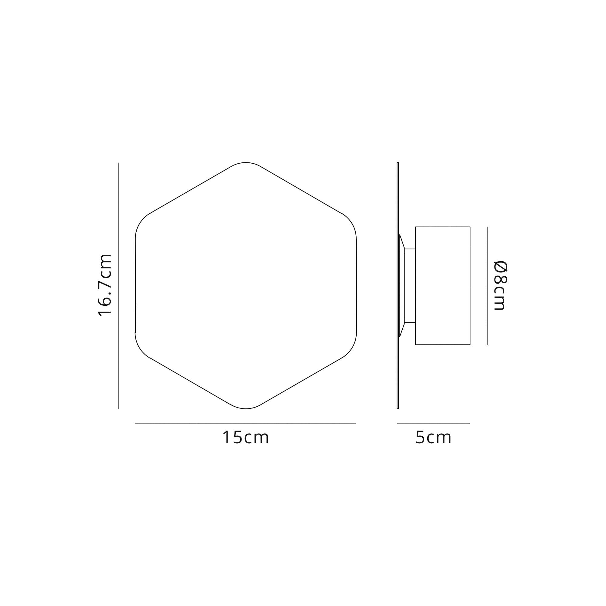 Fabula Kingsley Magnetic Base LED Wall Lamp - 15cm Vertical Hexagonal - Coffee