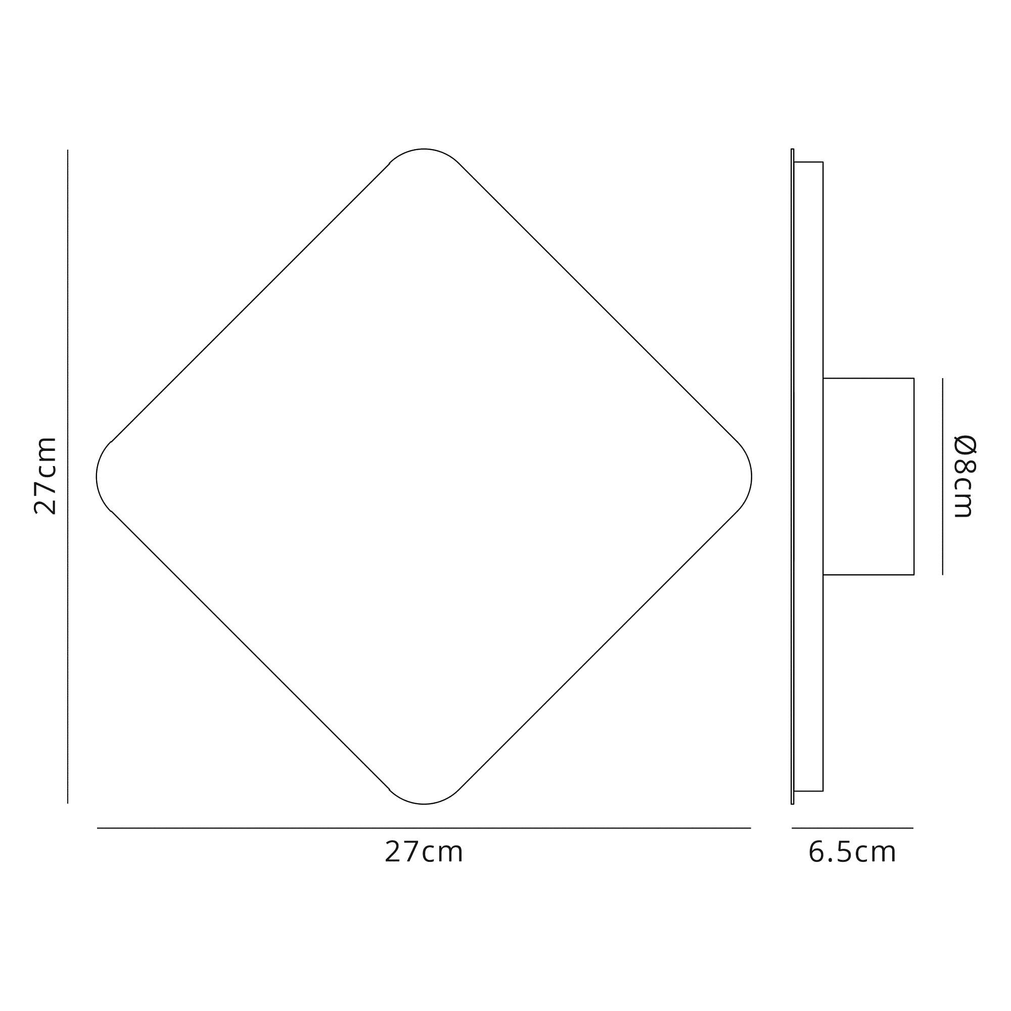 Fabula Kingsley Magnetic Base LED Wall Lamp - 20/19cm Diamond - Central - Coffee & Acrylic Frosted Diffuser