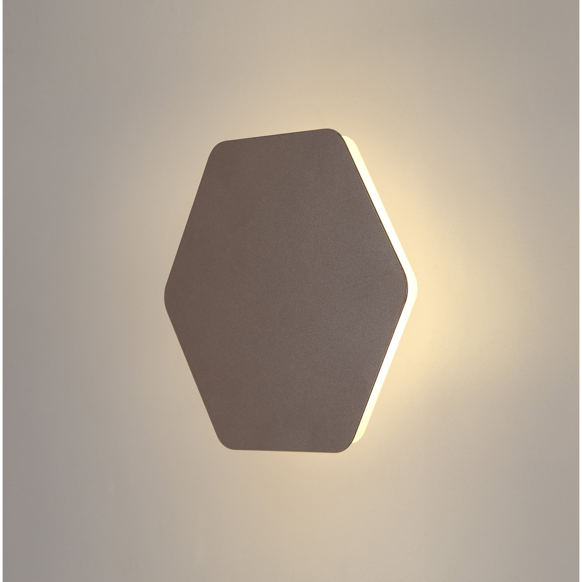 Fabula Kingsley Magnetic Base LED Wall Lamp - 20/19cm Horizontal Hexagonal - Central - Coffee & Acrylic Frosted Diffuser