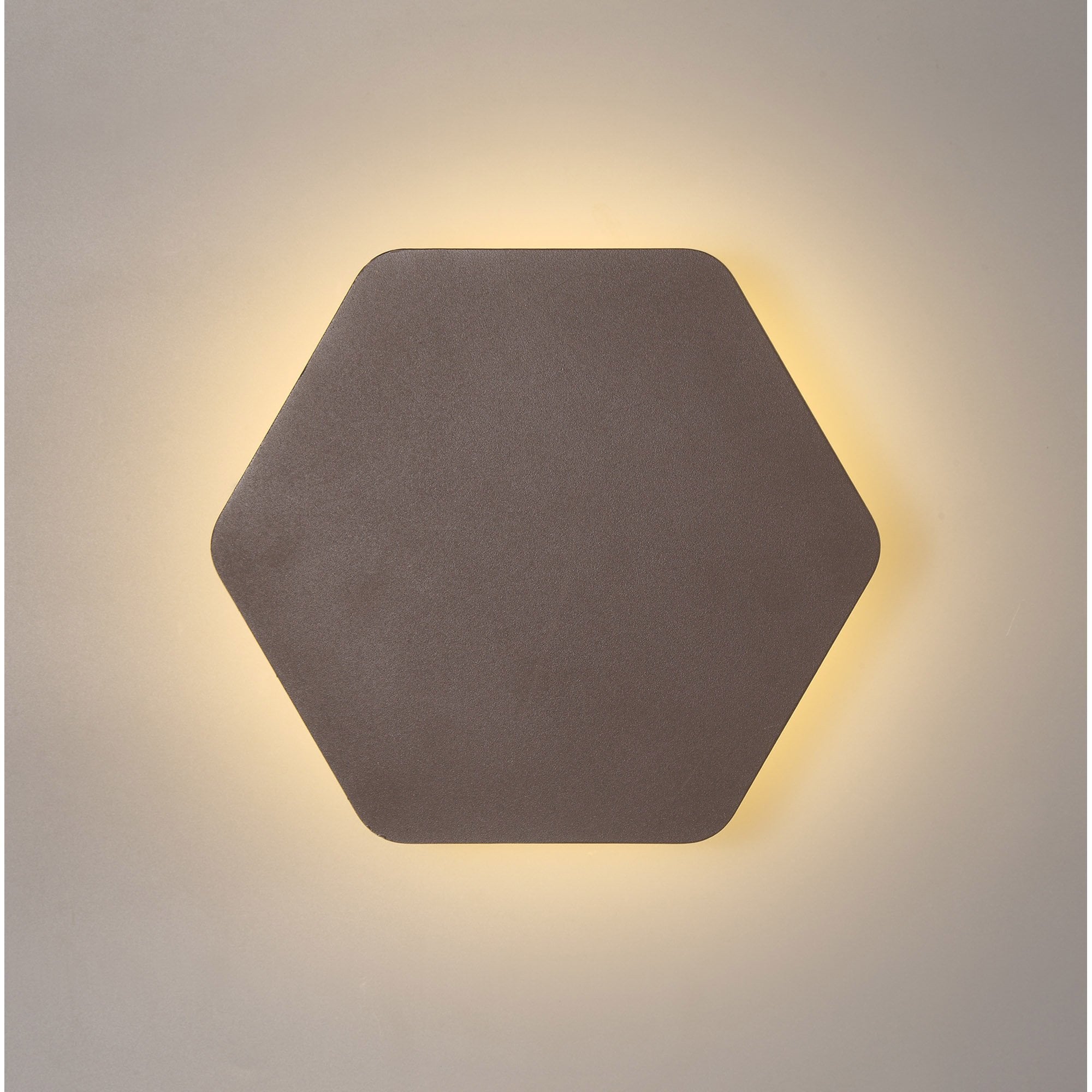 Fabula Kingsley Magnetic Base LED Wall Lamp - 20/19cm Horizontal Hexagonal - Central - Coffee & Acrylic Frosted Diffuser