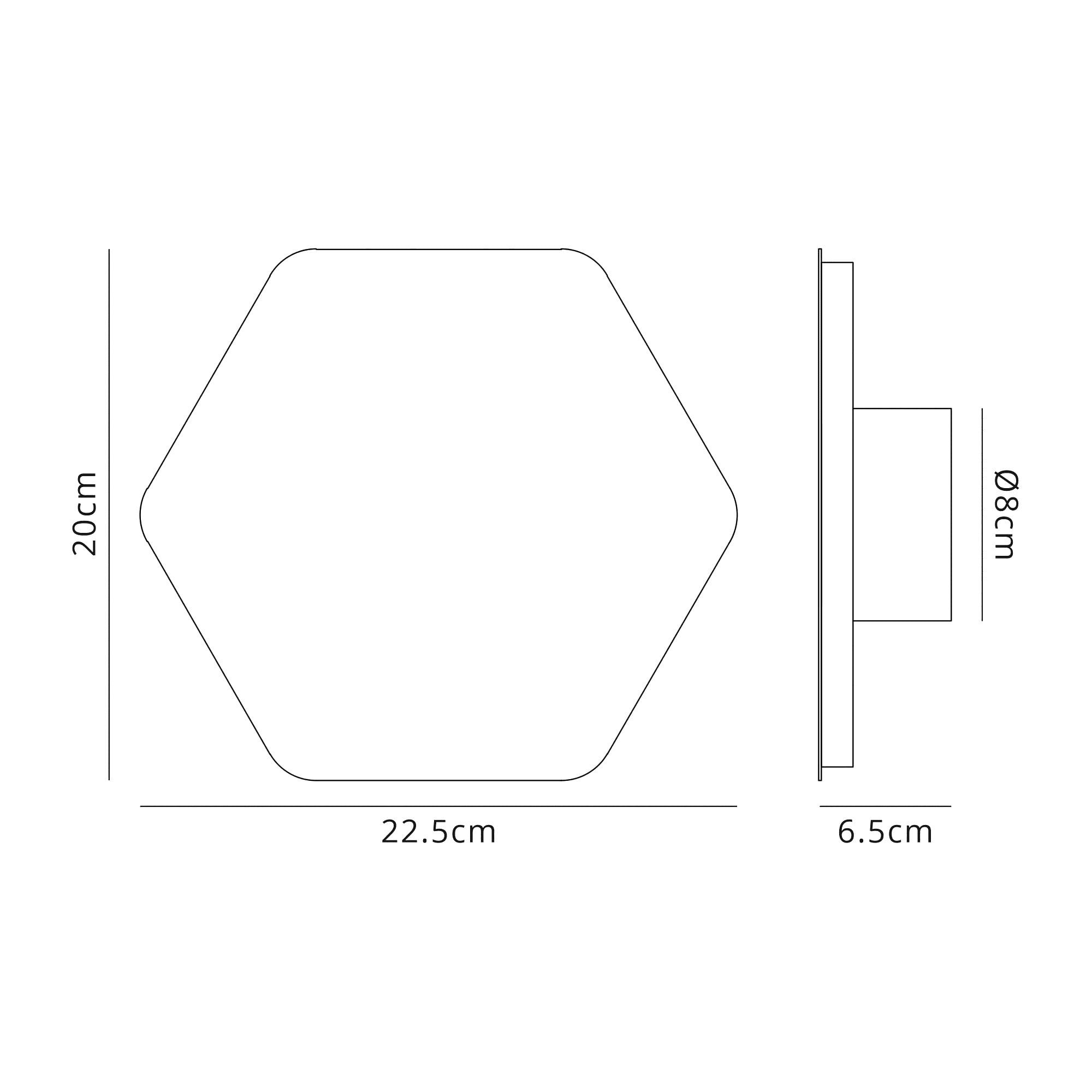 Fabula Kingsley Magnetic Base LED Wall Lamp - 20/19cm Horizontal Hexagonal - Central - Coffee & Acrylic Frosted Diffuser