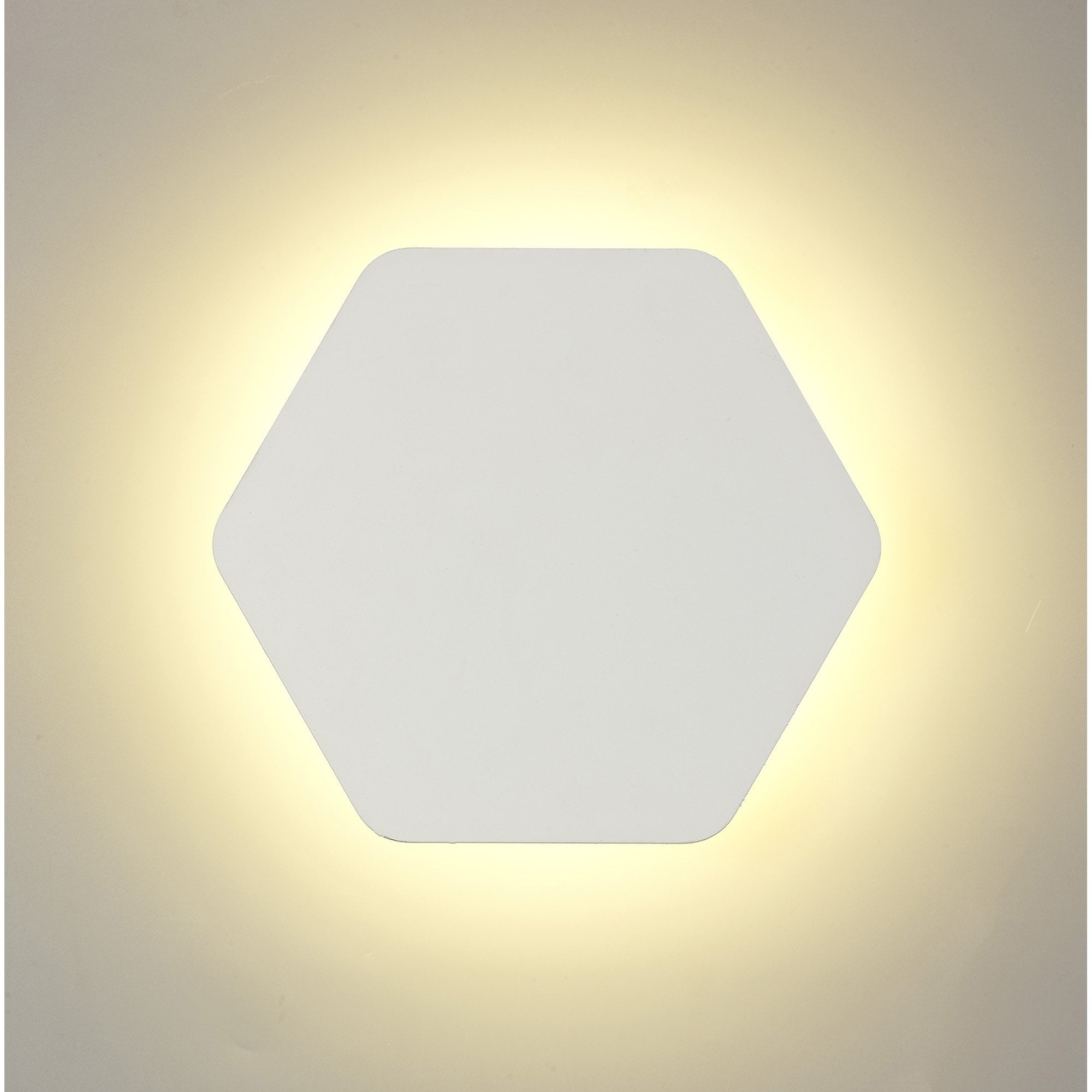 Fabula Kingsley Magnetic Base LED Wall Lamp - 20/19cm Horizontal Hexagonal - Central - Sand White & Acrylic Frosted Diffuser