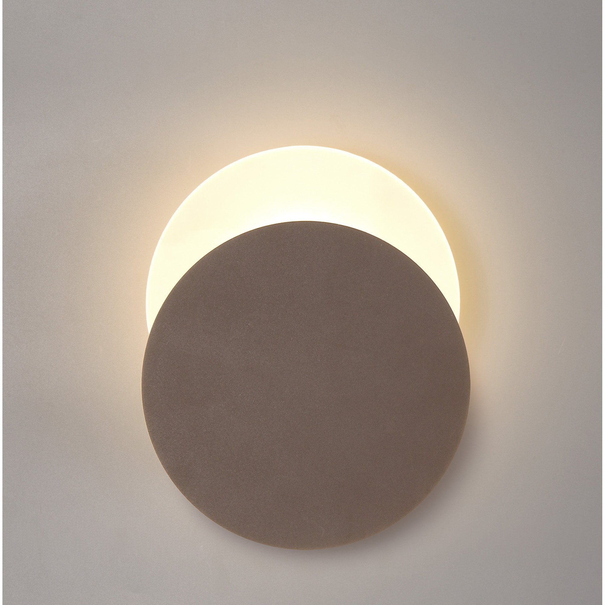 Fabula Kingsley Magnetic Base LED Wall Lamp - 20/19cm Round - Bottom Offset - Coffee & Acrylic Frosted Diffuser