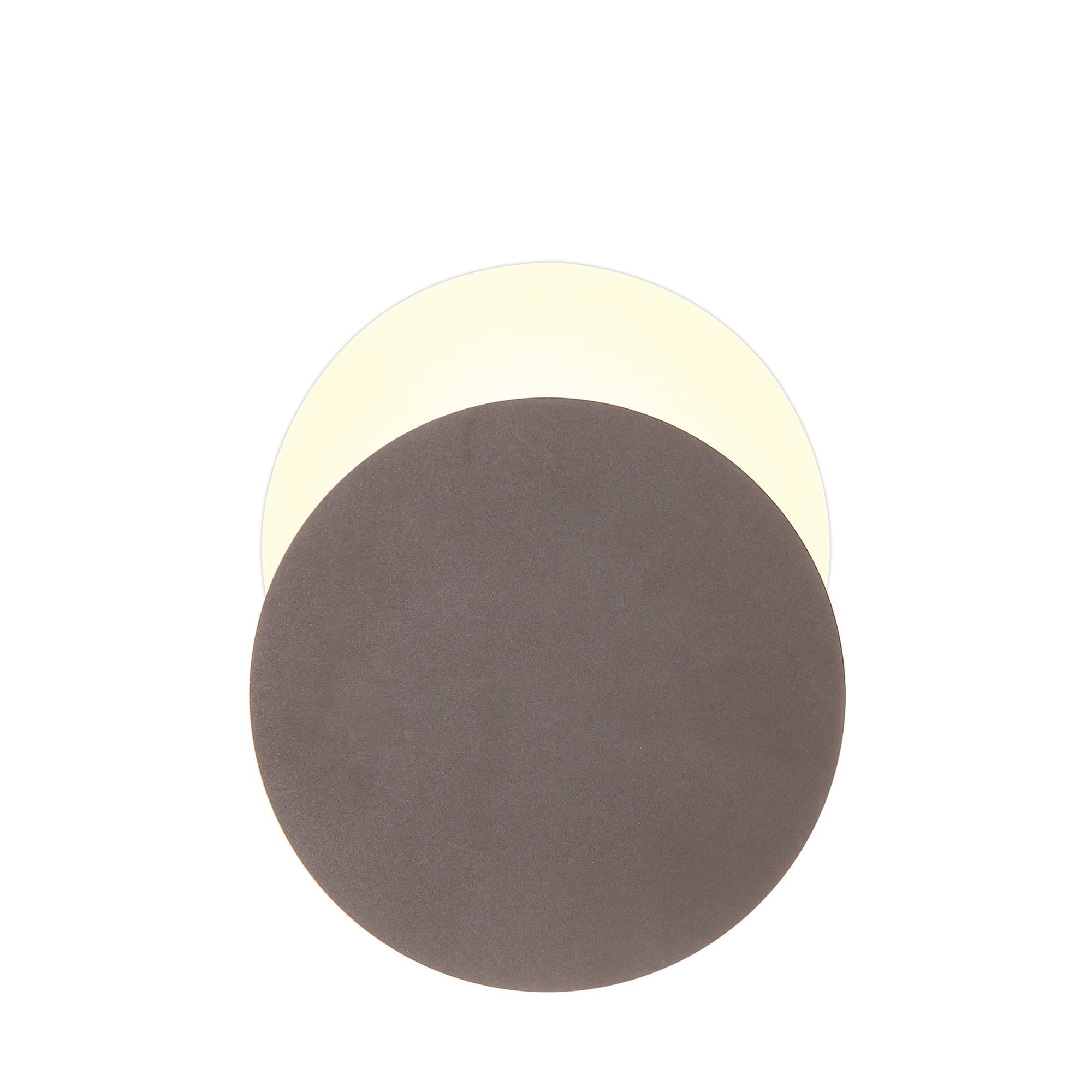 Fabula Kingsley Magnetic Base LED Wall Lamp - 20/19cm Round - Bottom Offset - Coffee & Acrylic Frosted Diffuser