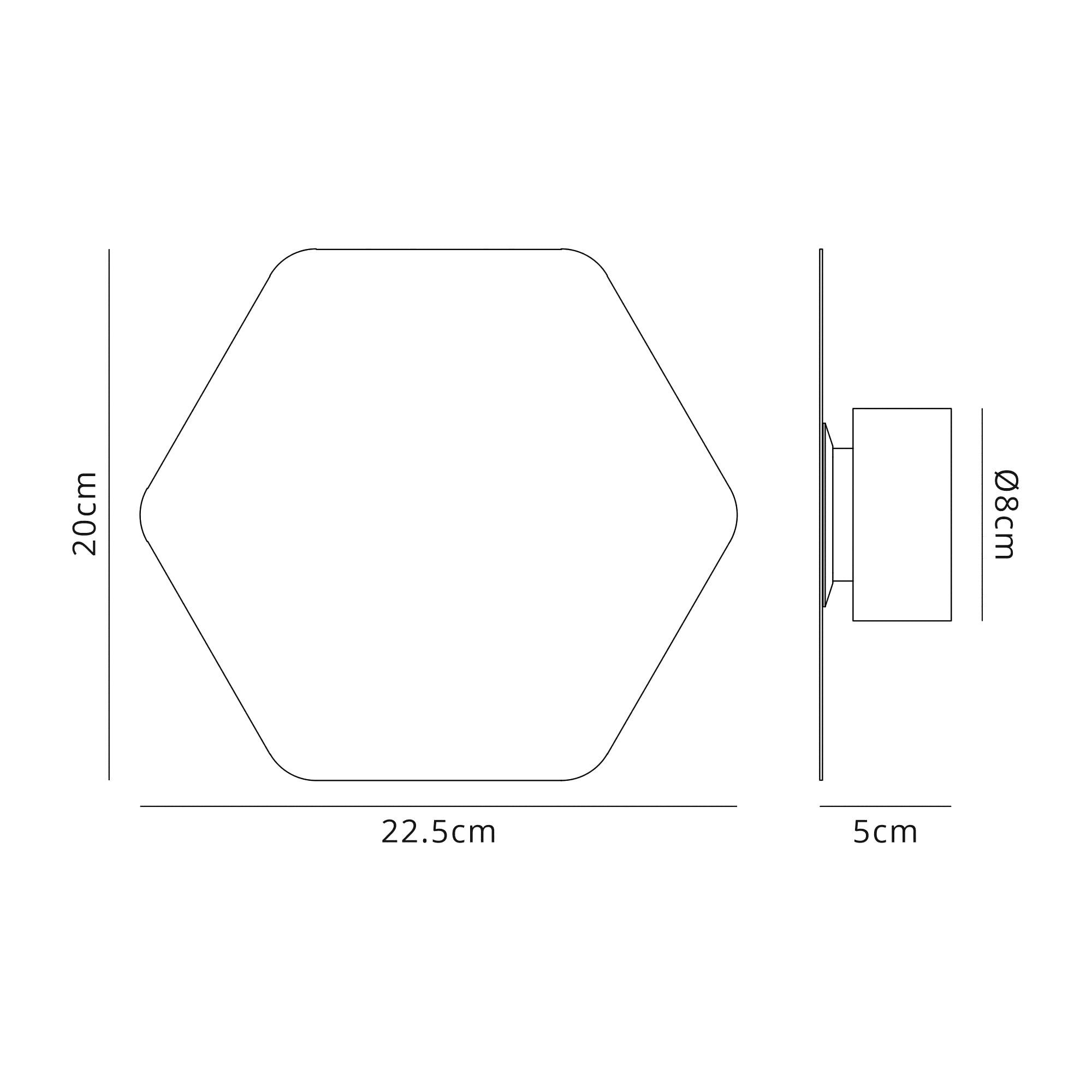 Fabula Kingsley Magnetic Base LED Wall Lamp - 20cm Horizontal Hexagonal - Sand White