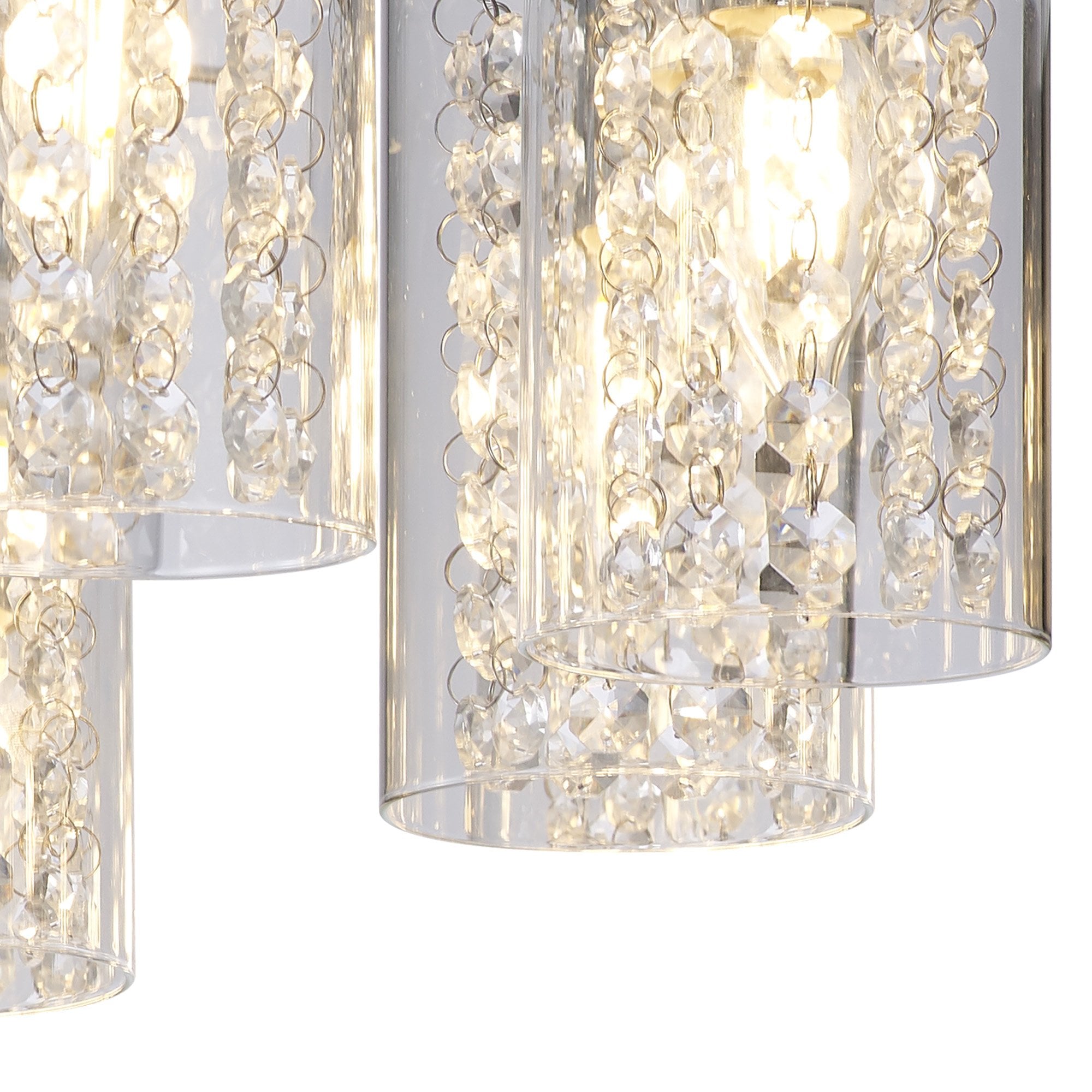 Fabula Langley 8 Light Semi-Flush Light - Polished Chrome, Crystal & Glass