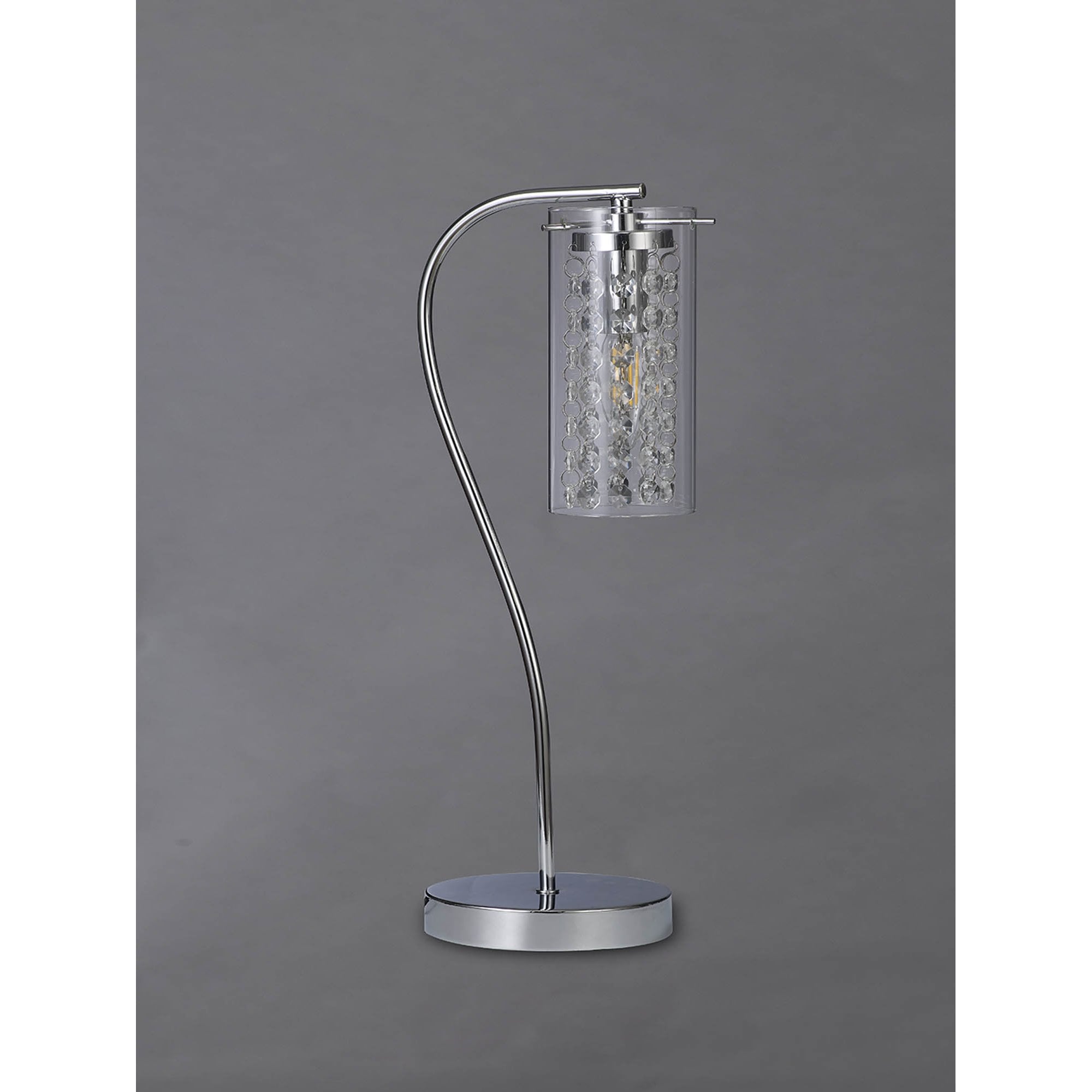 Fabula Langley Single Table Lamp - Polished Chrome, Crystal & Glass