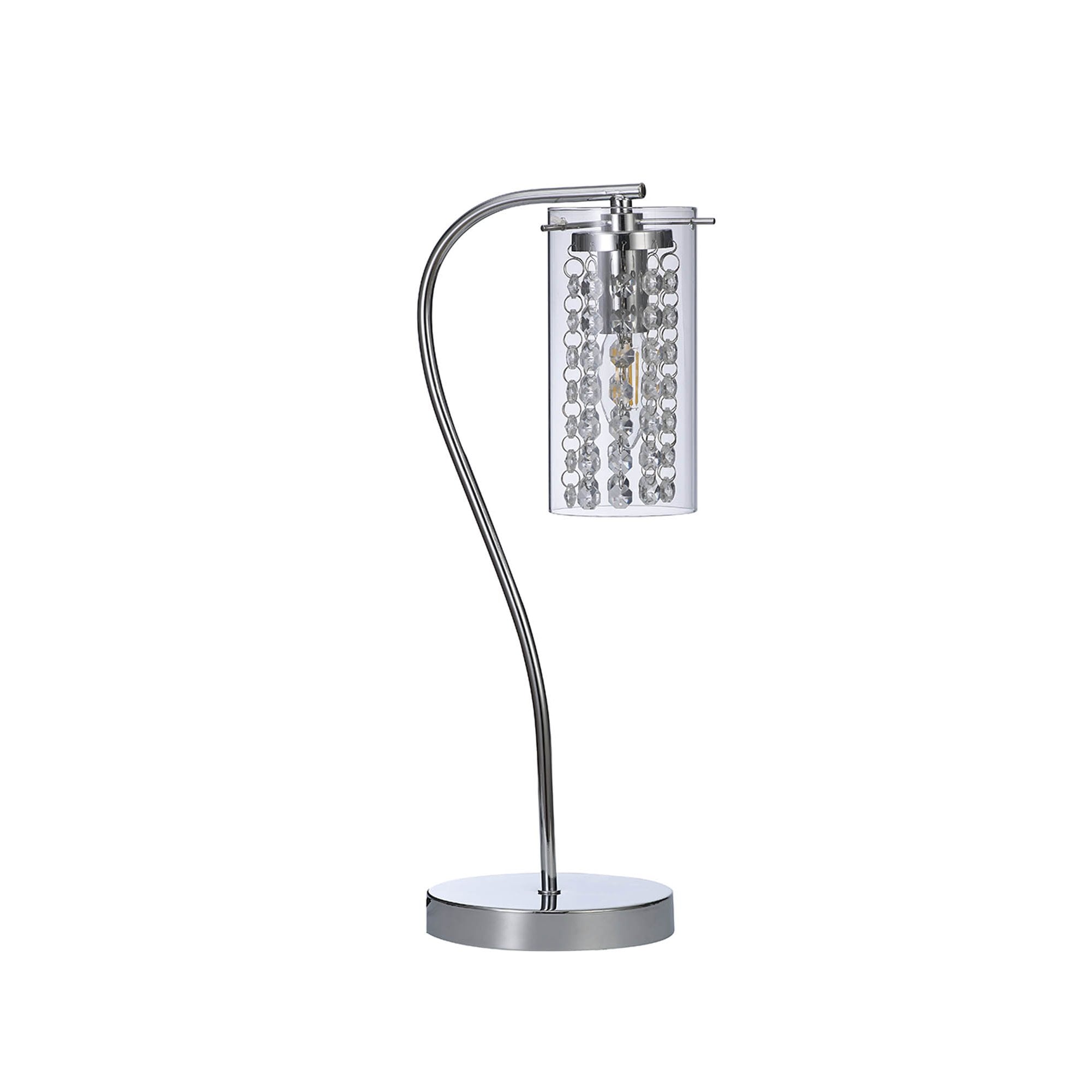 Fabula Langley Single Table Lamp - Polished Chrome, Crystal & Glass