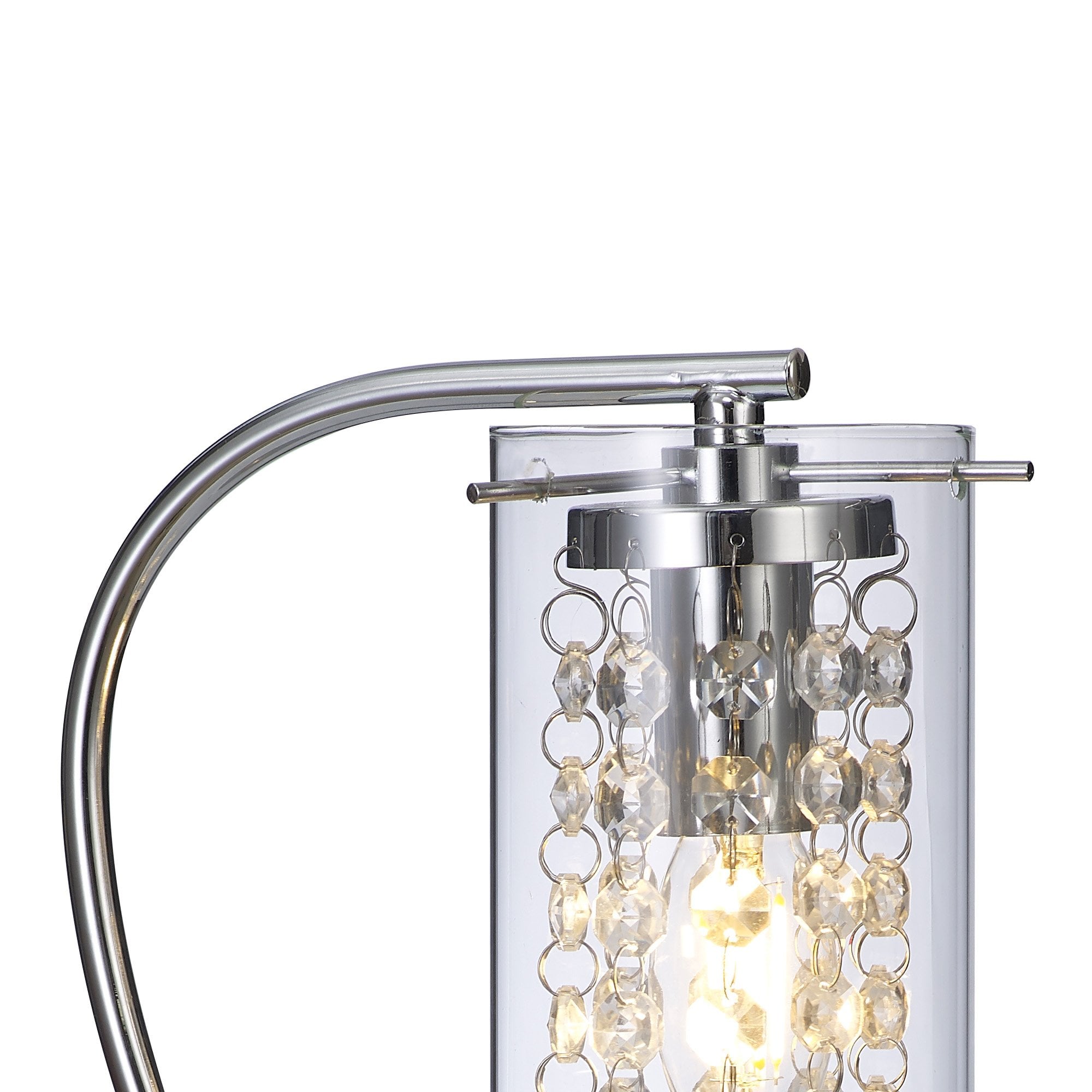Fabula Langley Single Table Lamp - Polished Chrome, Crystal & Glass