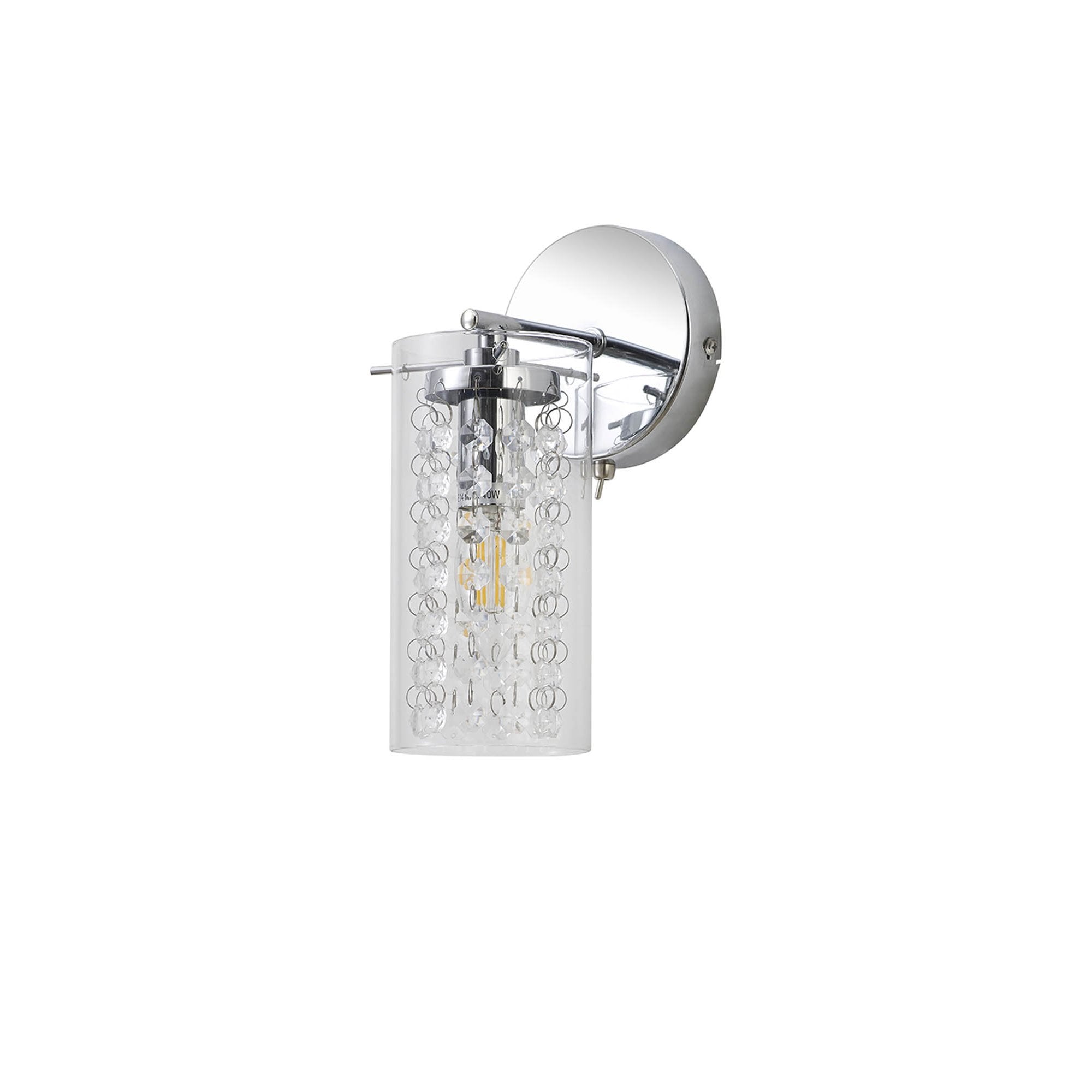 Fabula Langley Single Wall Lamp - Polished Chrome, Crystal & Glass