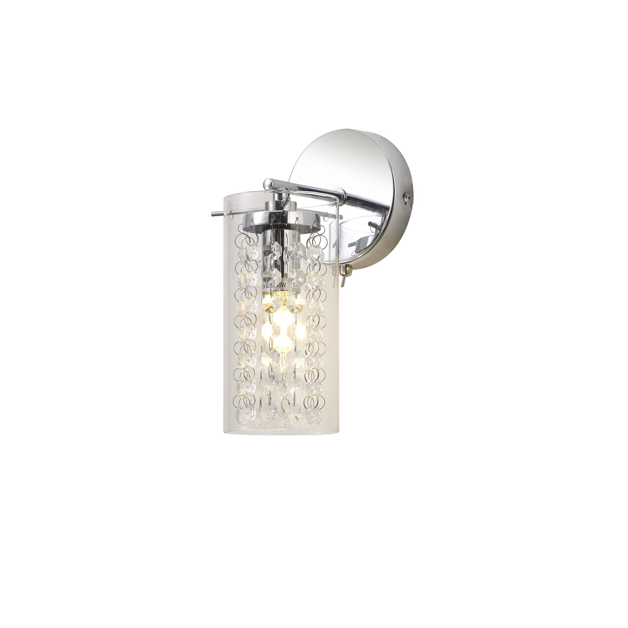 Fabula Langley Single Wall Lamp - Polished Chrome, Crystal & Glass