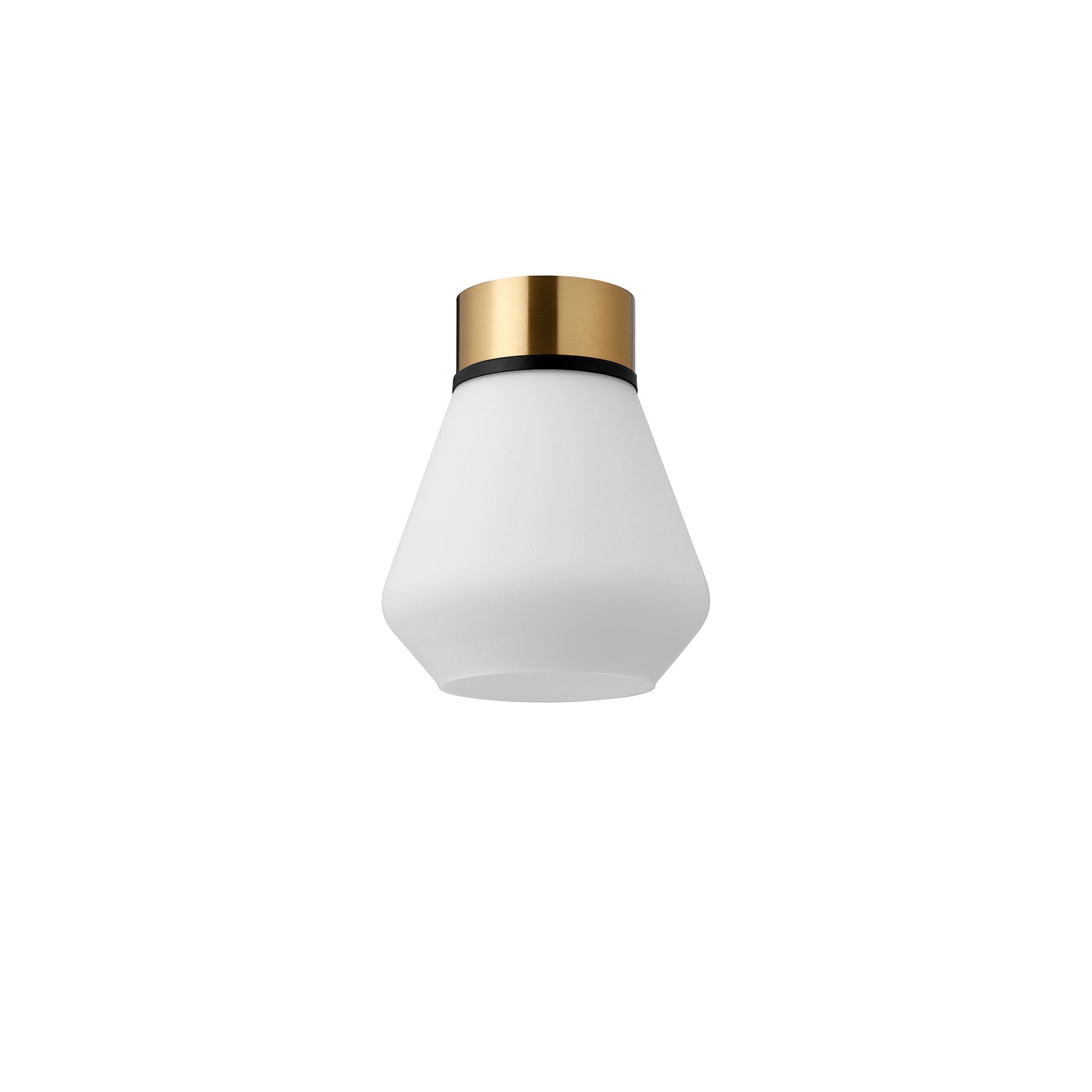 Fabula Laurel Single Flush Light - Kite Shade - Brass & Opal Glass