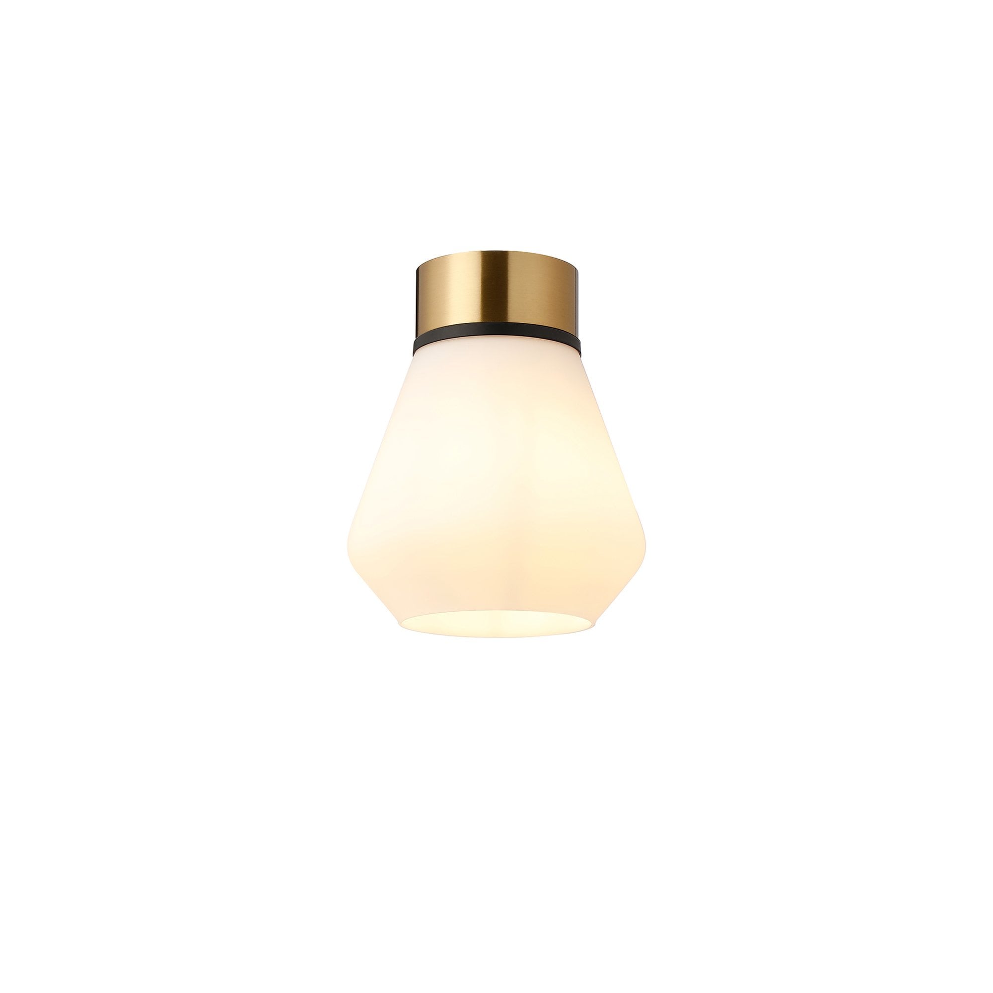 Fabula Laurel Single Flush Light - Kite Shade - Brass & Opal Glass