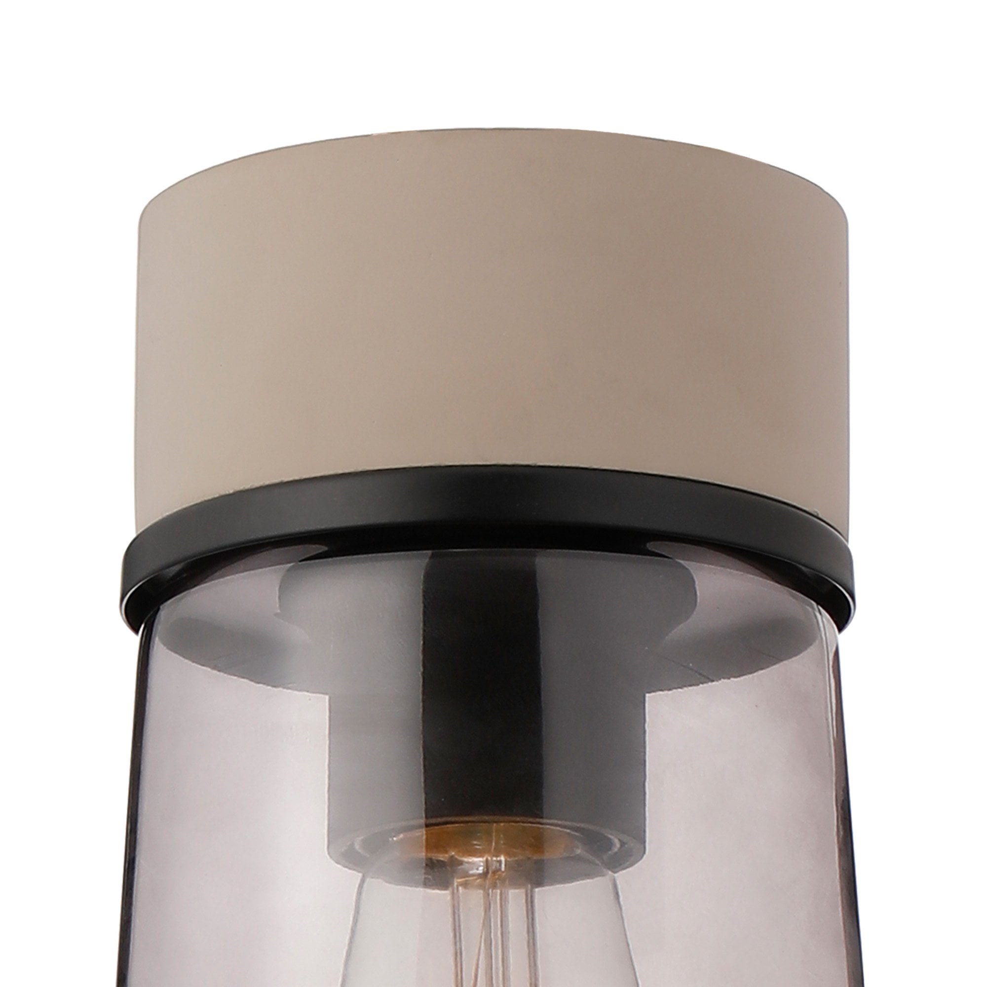 Fabula Laurel Single Flush Light - Small Cylindrical Cone Shade - Terrazzo Marble & Smoked Grey Glass