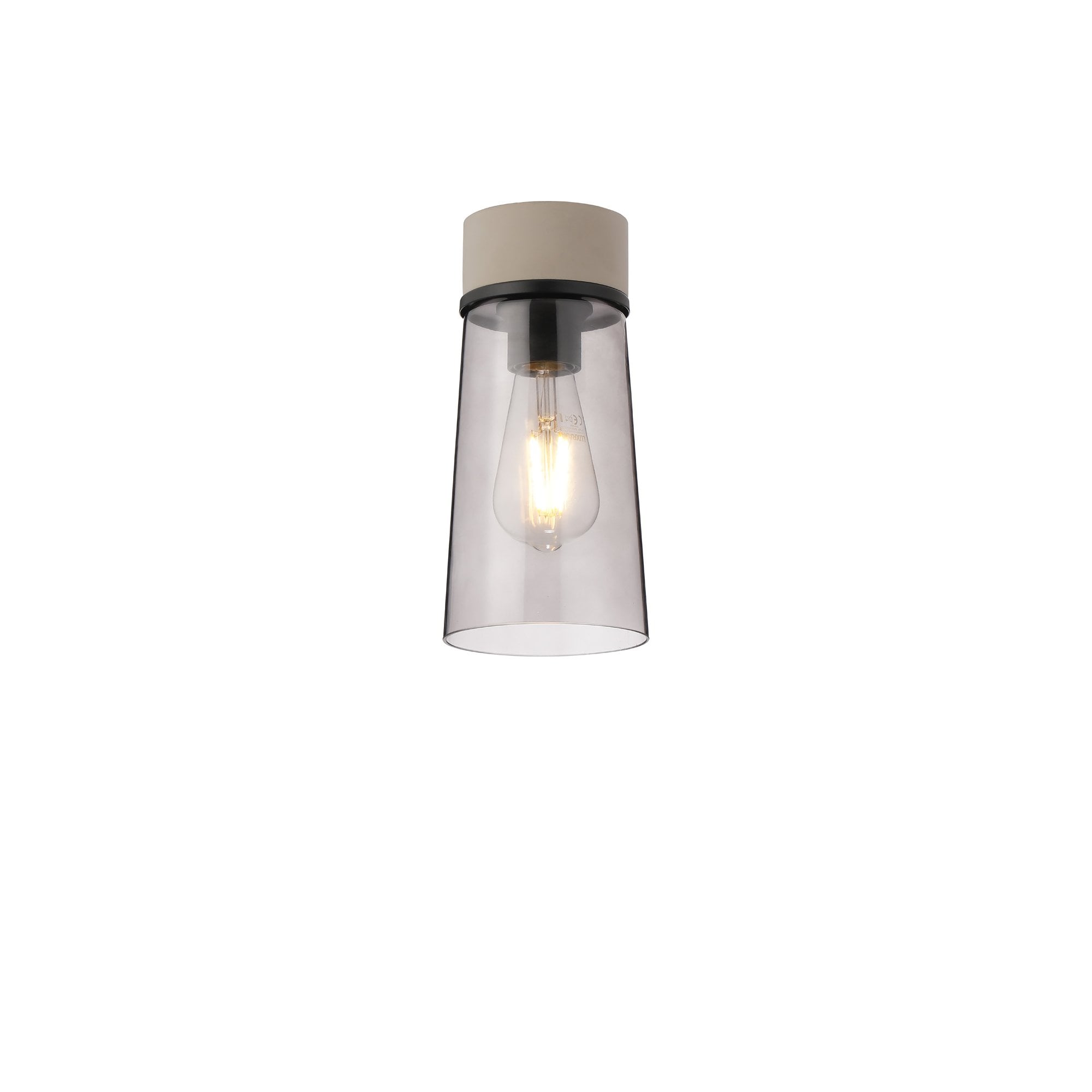 Fabula Laurel Single Flush Light - Small Cylindrical Cone Shade - Terrazzo Marble & Smoked Grey Glass