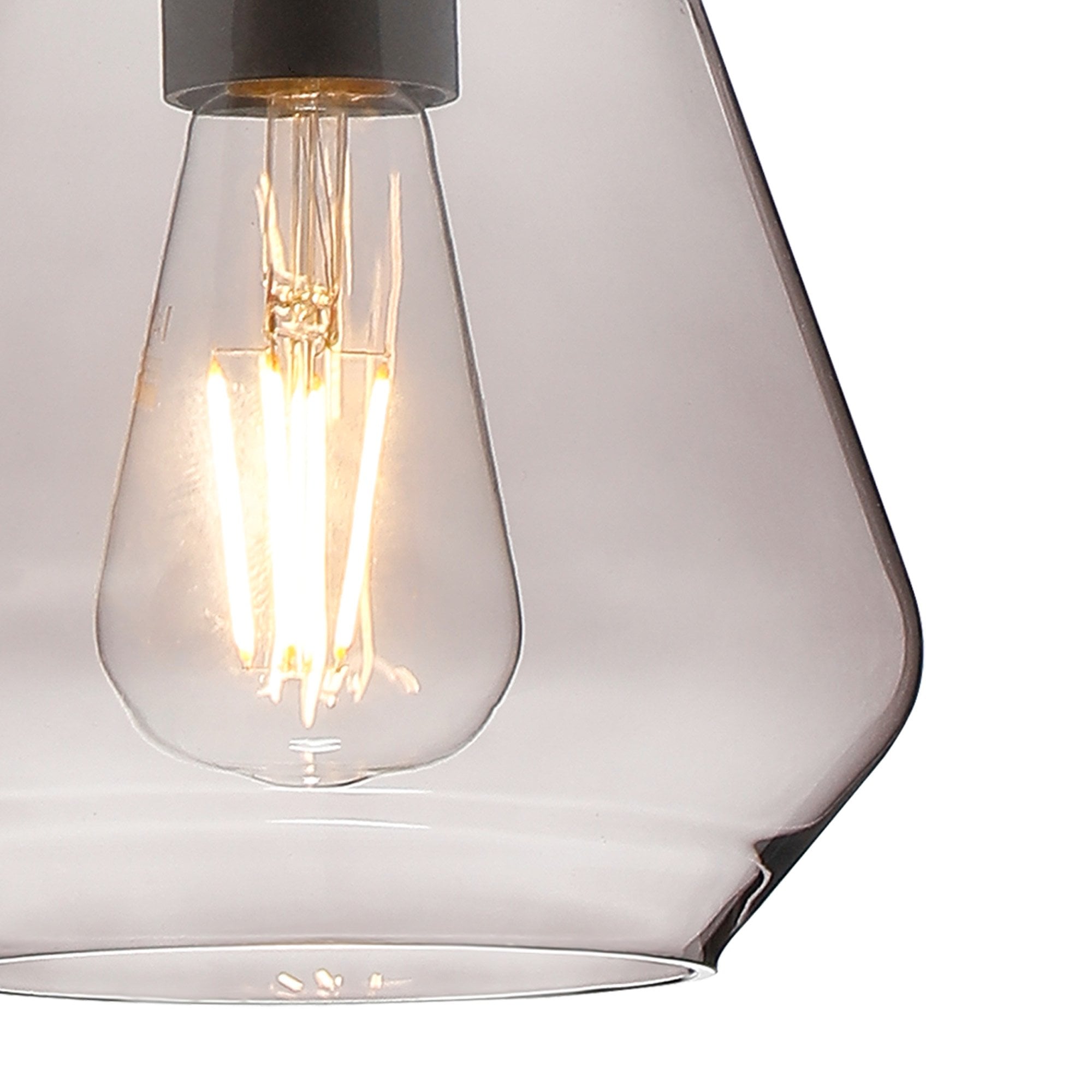 Fabula Laurel Single Pendant - Kite Shade - Aged Pewter & Smoke Glass