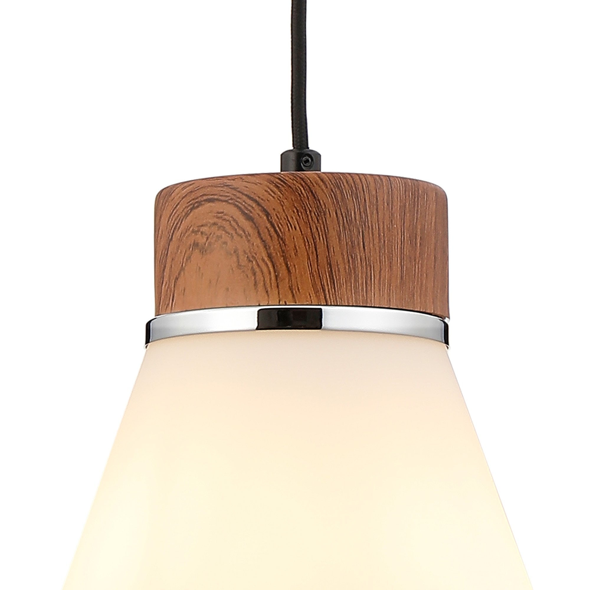 Fabula Laurel Single Pendant - Kite Shade - Walnut & Opal Glass