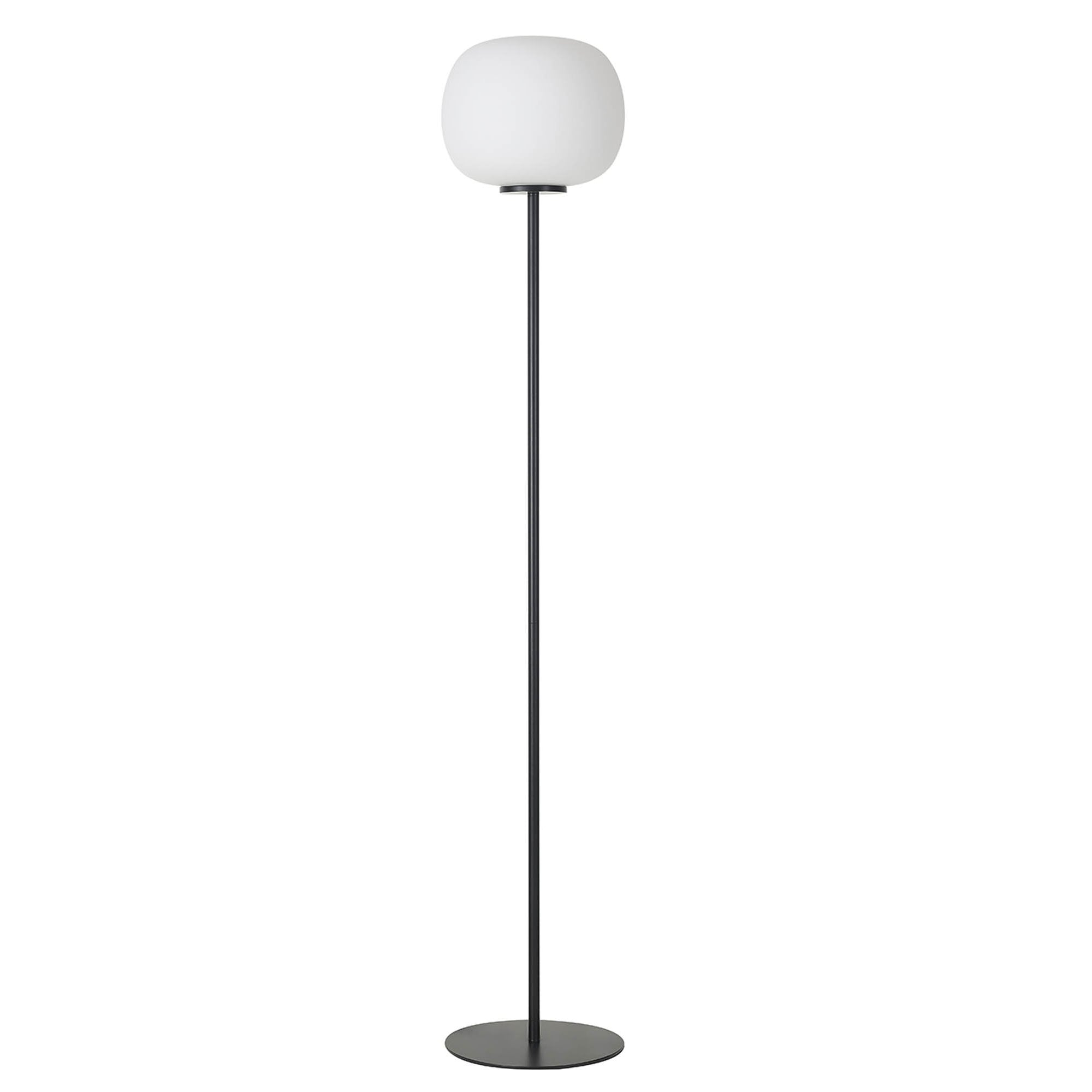 Fabula Littleton Medium Single Oval Ball Floor Lamp - Matt Black & Frosted White Glass