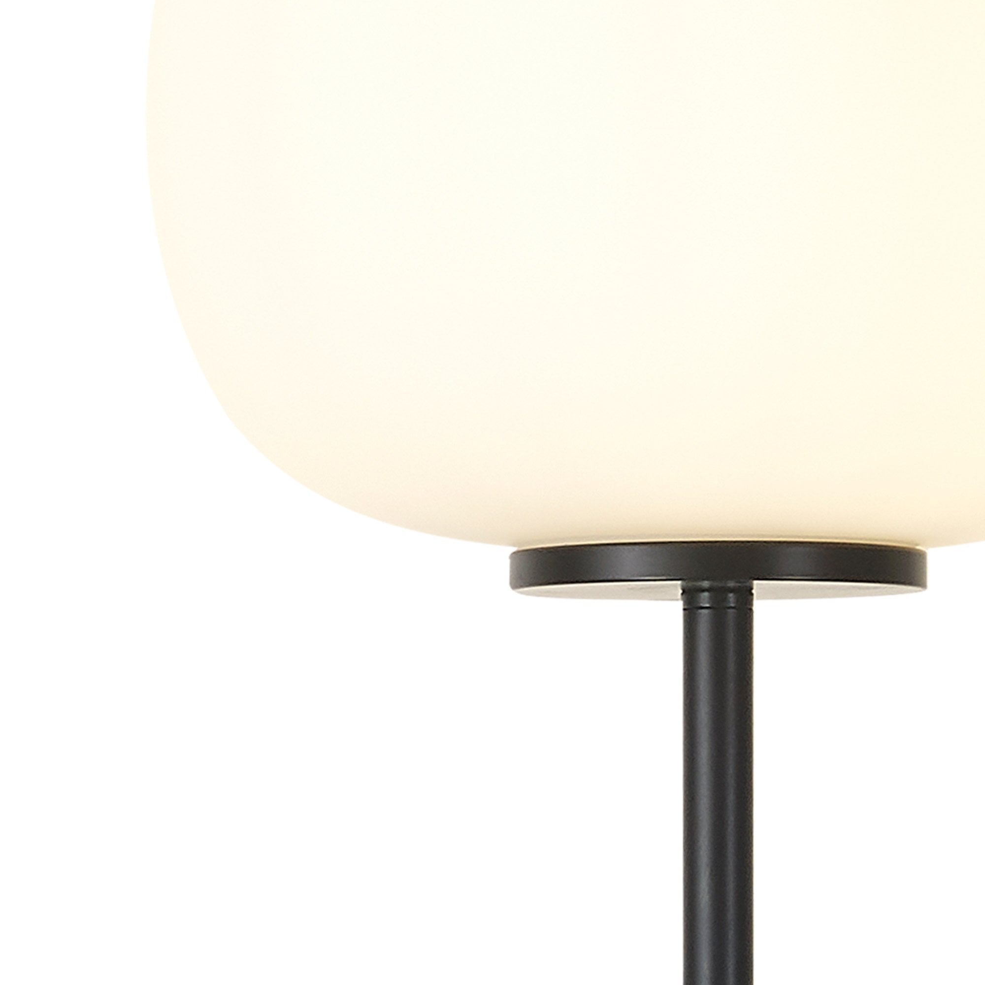 Fabula Littleton Medium Single Oval Ball Floor Lamp - Matt Black & Frosted White Glass