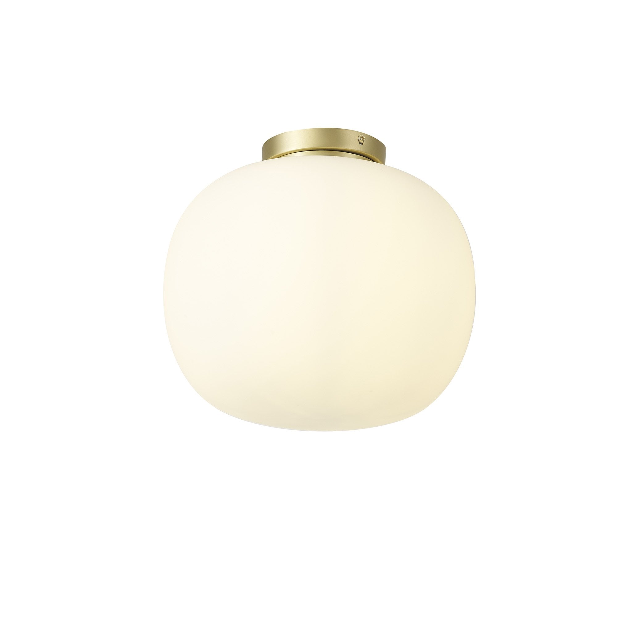 Fabula Littleton Medium Single Oval Ball Flush Light - Satin Gold & Frosted White Glass