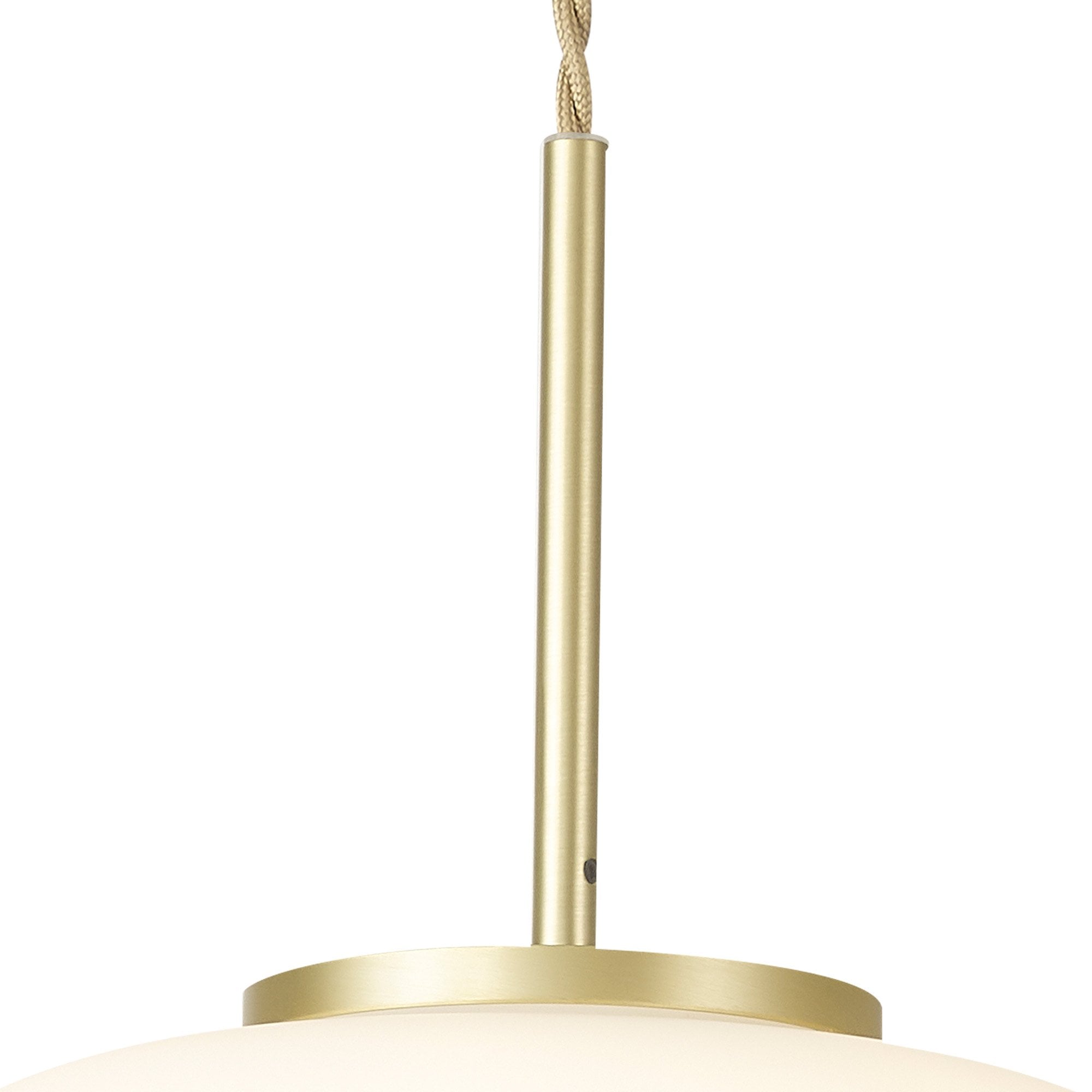 Fabula Littleton Medium Single Oval Ball Pendant - Satin Gold & Frosted White Glass