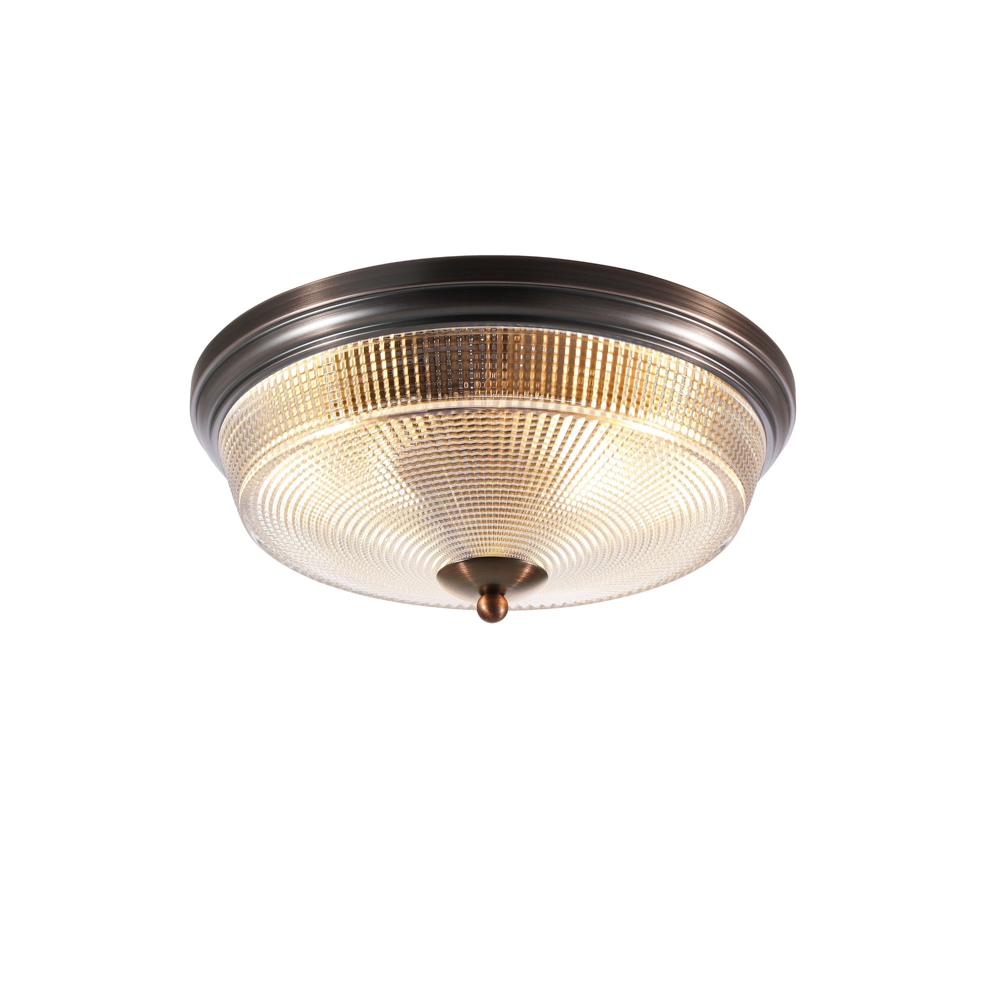 Fabula Antlers 2 Light Flush Light - Bronze & Prismatic Glass - IP44