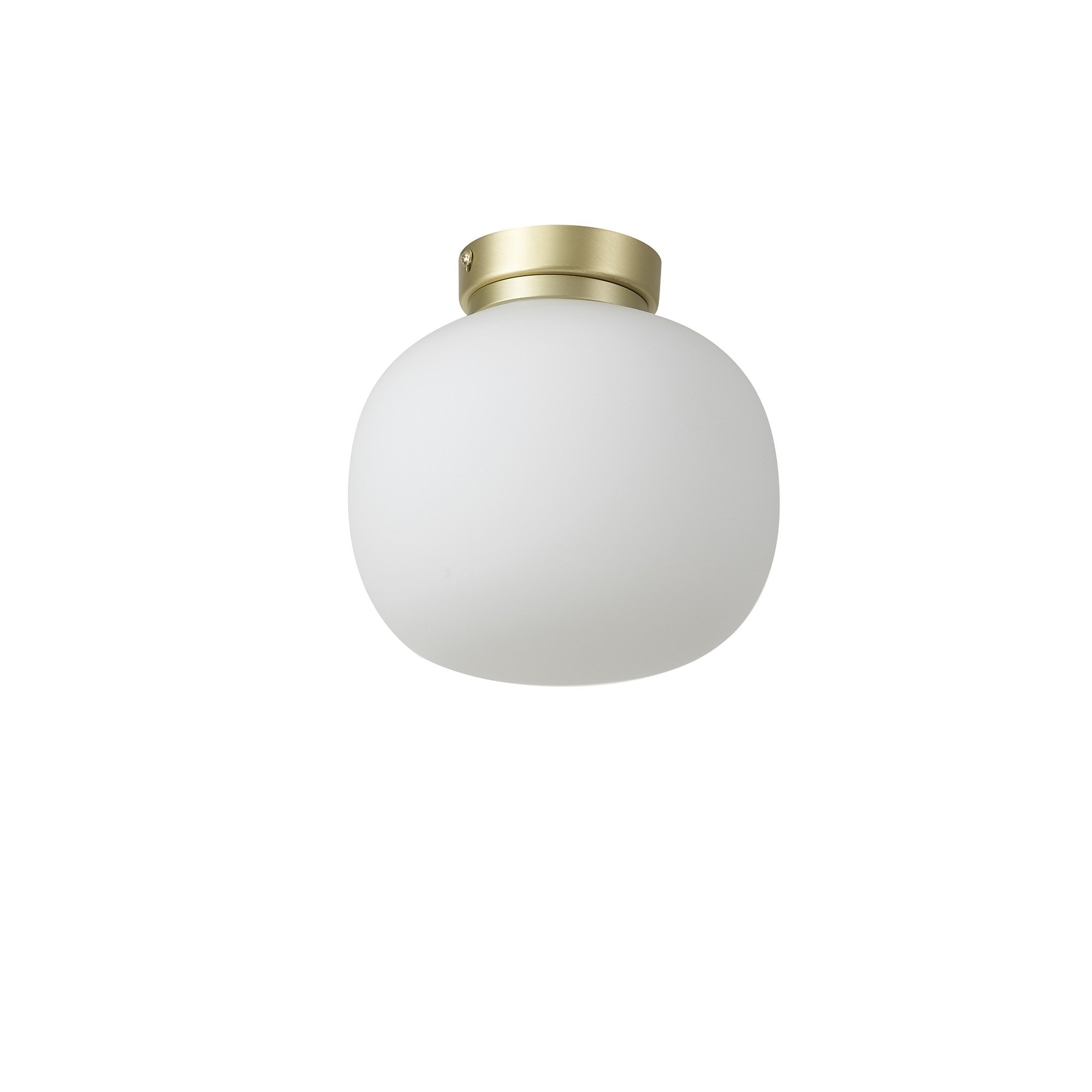 Fabula Littleton Small Single Oval Ball Flush Light - Satin Gold & Frosted White Glass