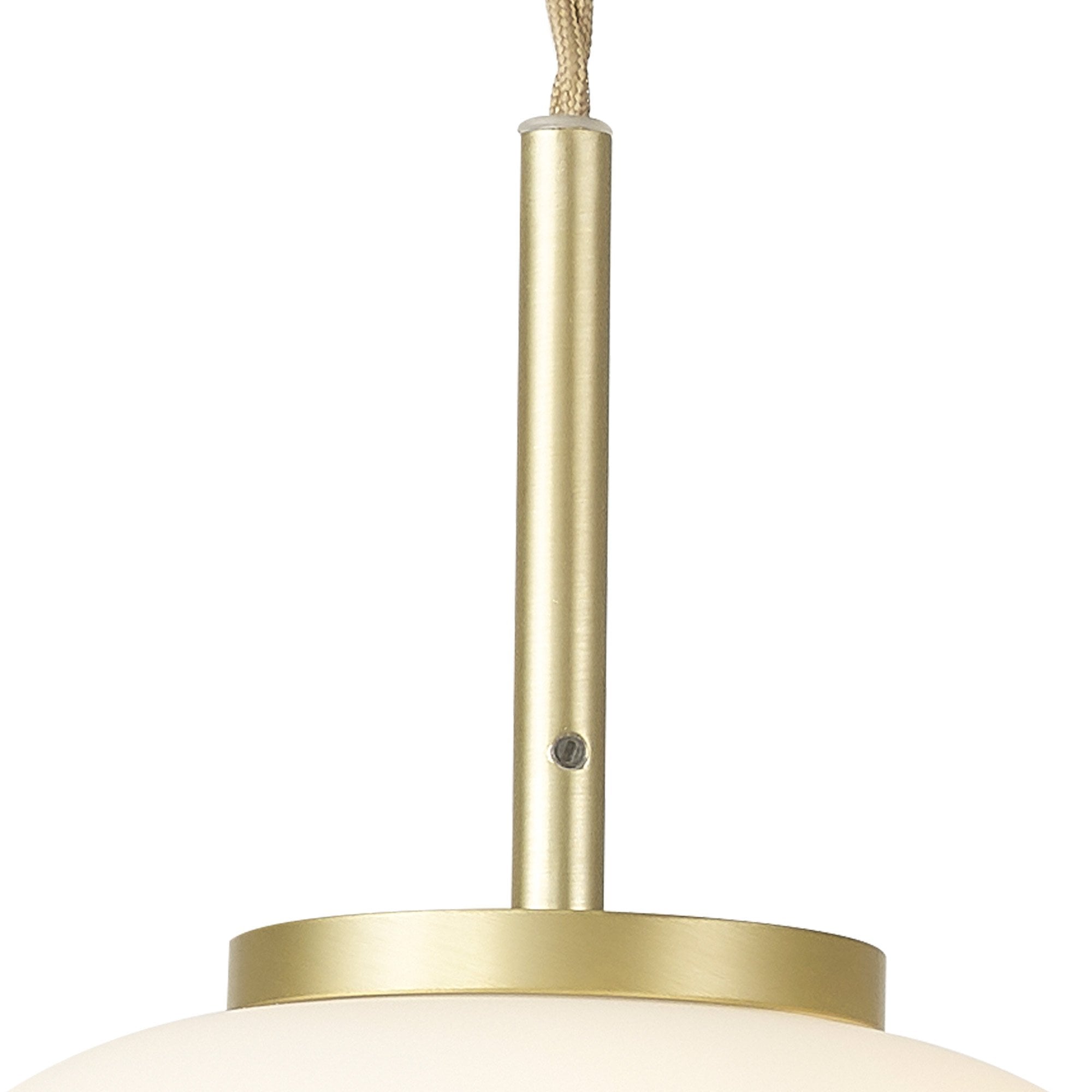 Fabula Littleton Small Single Oval Ball Pendant - Satin Gold & Frosted White Glass
