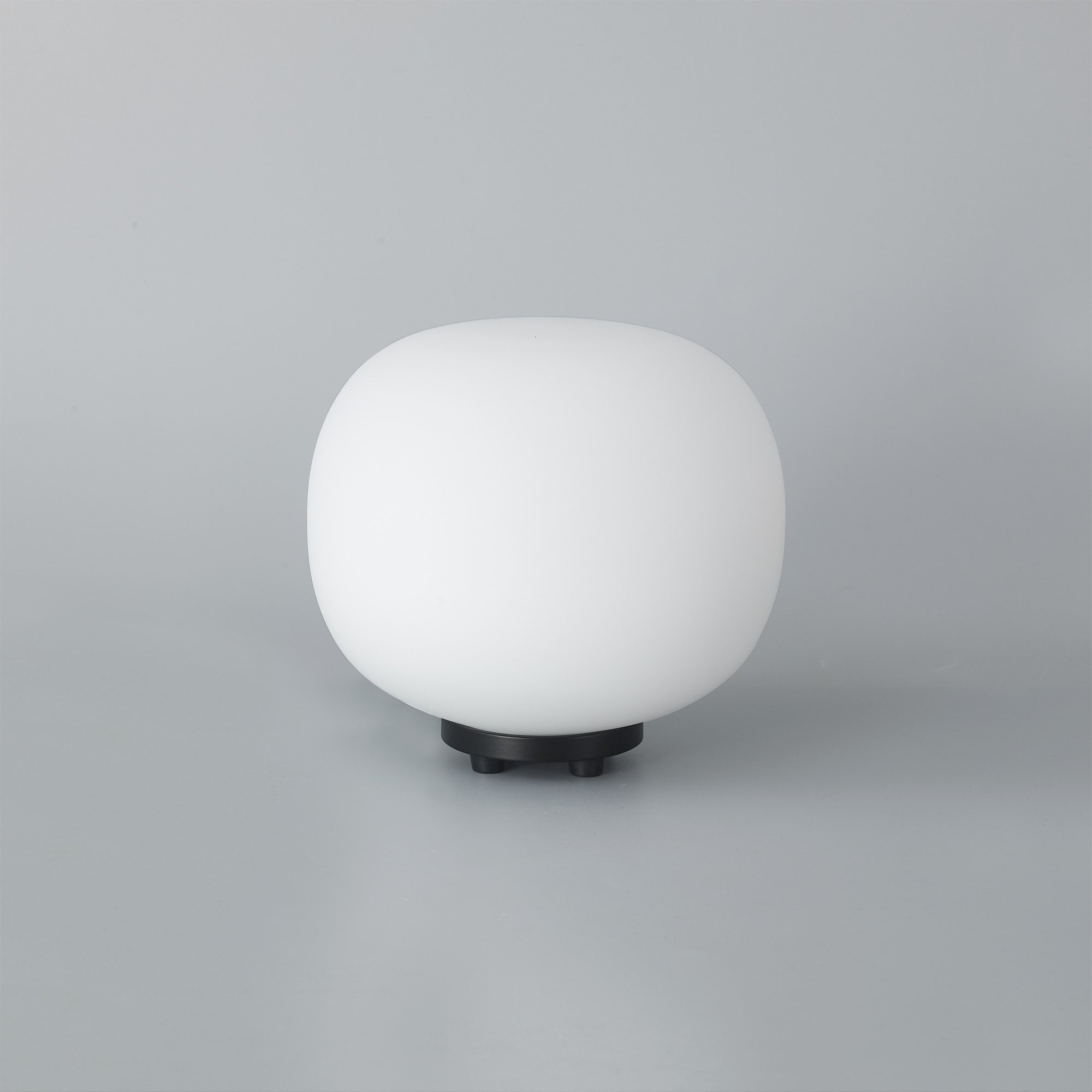 Fabula Littleton Small Single Oval Ball Table Lamp - Matt Black & Frosted White Glass