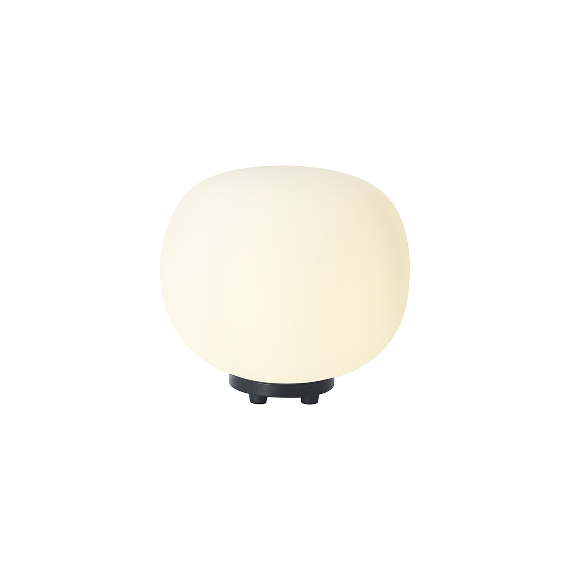 Fabula Littleton Small Single Oval Ball Table Lamp - Matt Black & Frosted White Glass