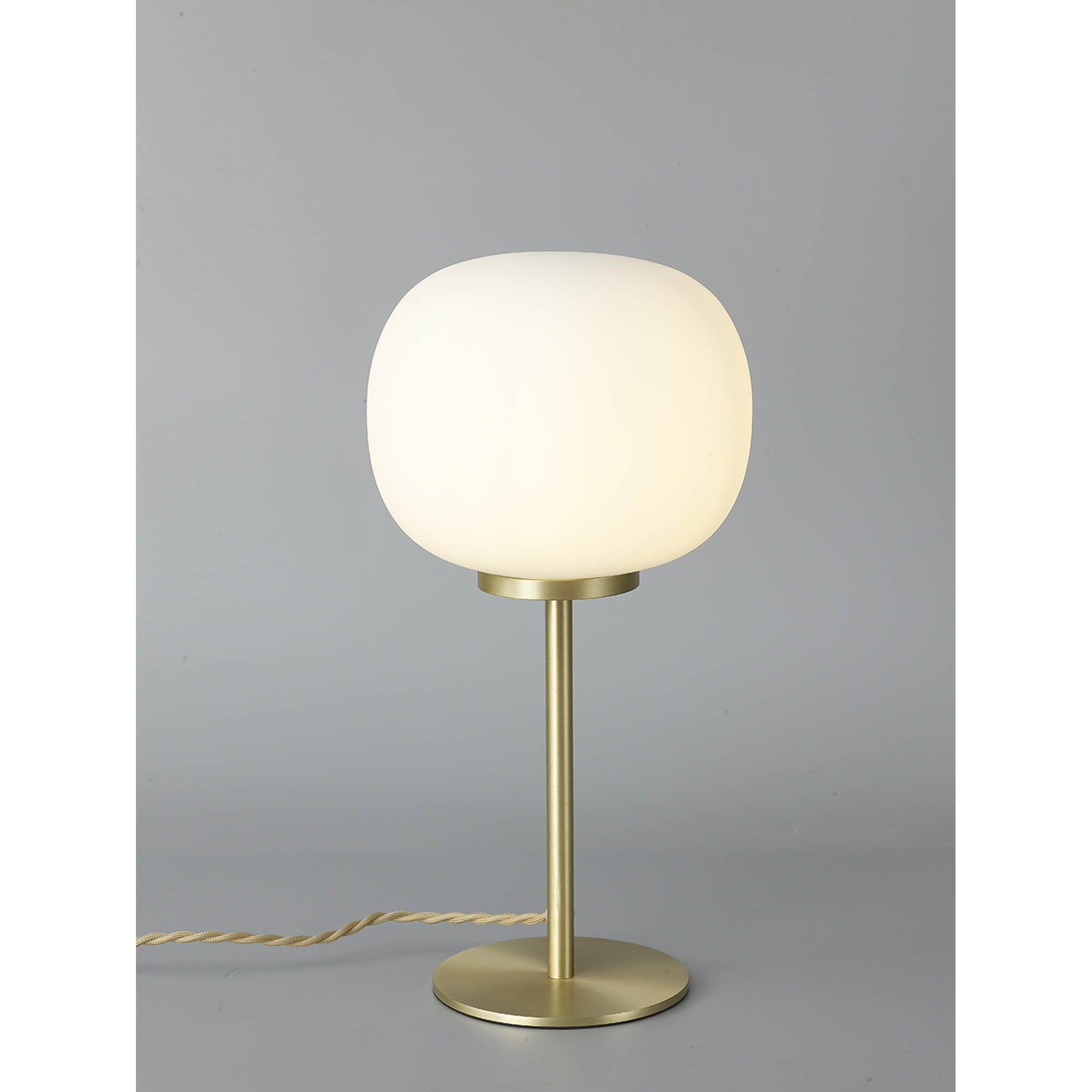 Fabula Littleton Small Single Oval Ball Tall Table Lamp - Satin Gold & Frosted White Glass