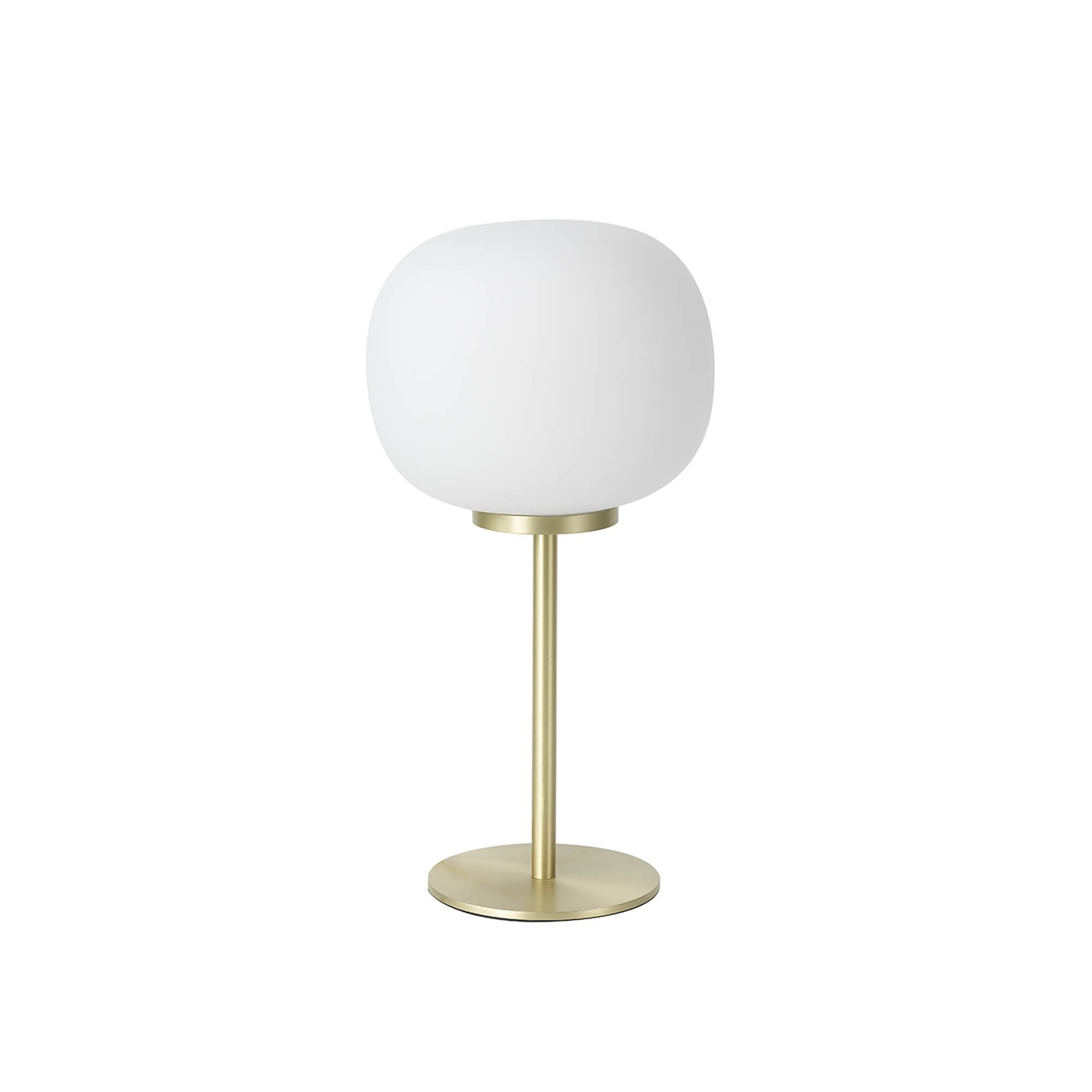 Fabula Littleton Small Single Oval Ball Tall Table Lamp - Satin Gold & Frosted White Glass