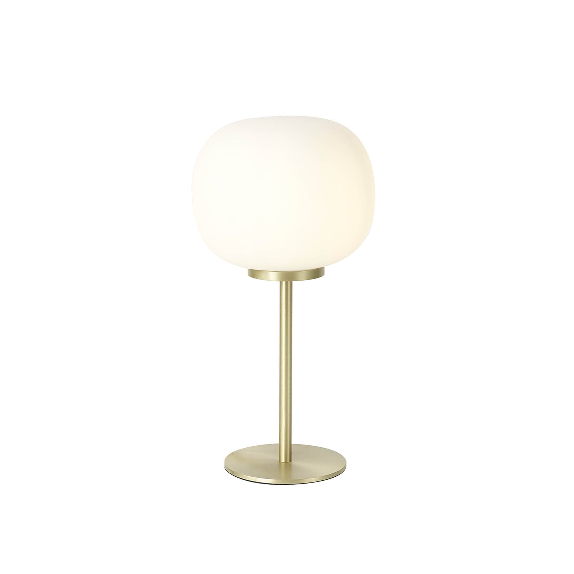 Fabula Littleton Small Single Oval Ball Tall Table Lamp - Satin Gold & Frosted White Glass