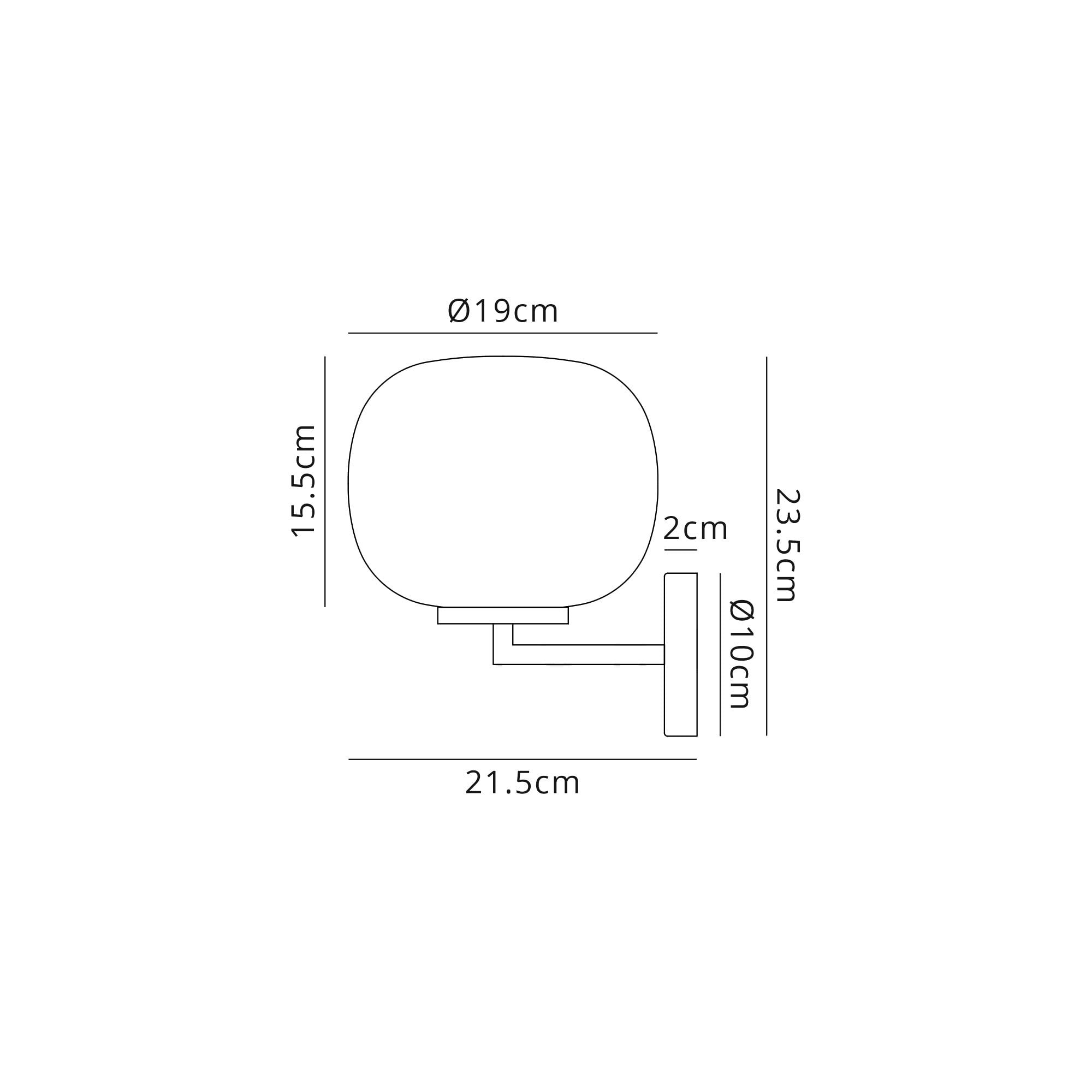 Fabula Littleton Small Single Oval Ball Wall Light - Matt Black & Frosted White Glass