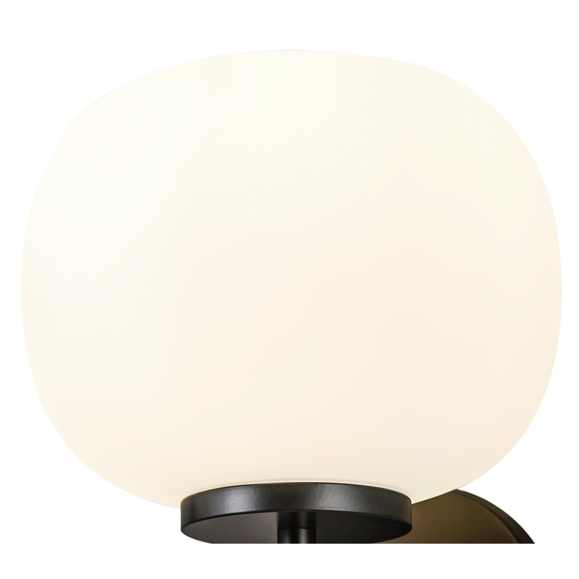 Fabula Littleton Small Single Oval Ball Wall Light - Matt Black & Frosted White Glass