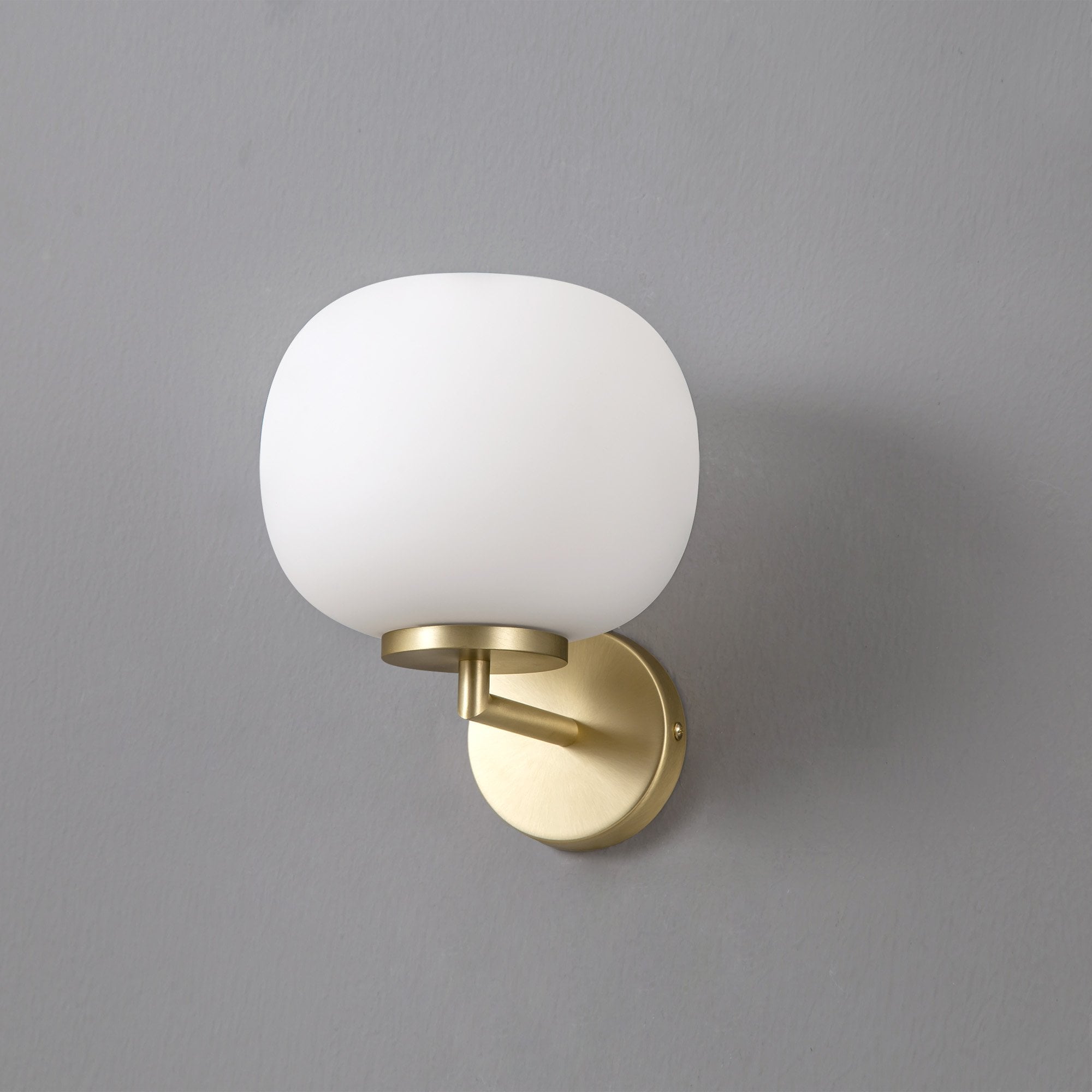 Fabula Littleton Small Single Oval Ball Wall Light - Satin Gold & Frosted White Glass