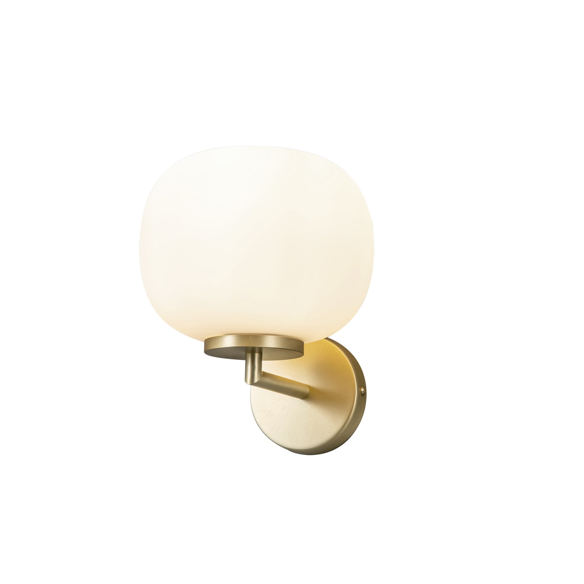 Fabula Littleton Small Single Oval Ball Wall Light - Satin Gold & Frosted White Glass