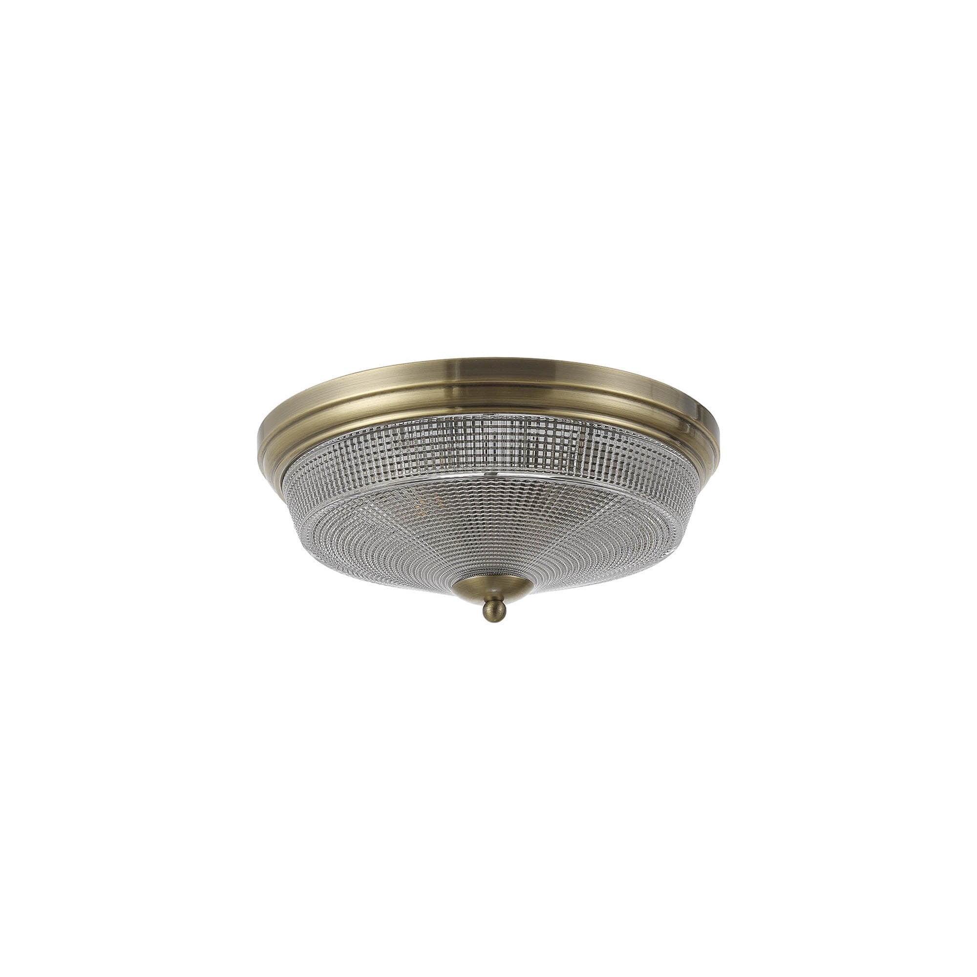 Fabula Maida 2 Light Flush Light - Antique Brass & Prismatic Glass