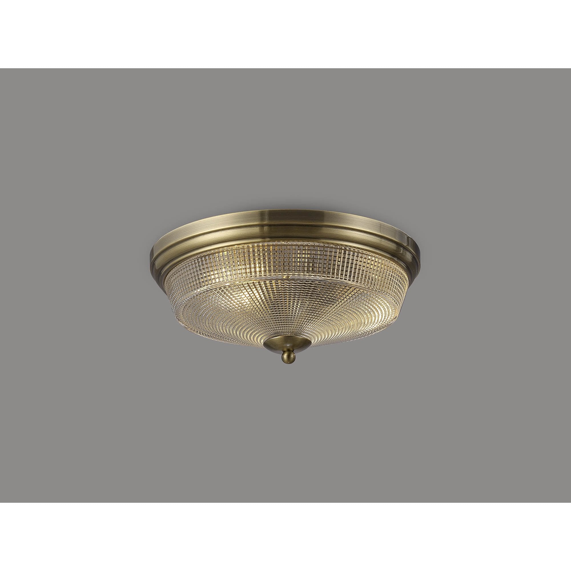 Fabula Maida 2 Light Flush Light - Antique Brass & Prismatic Glass