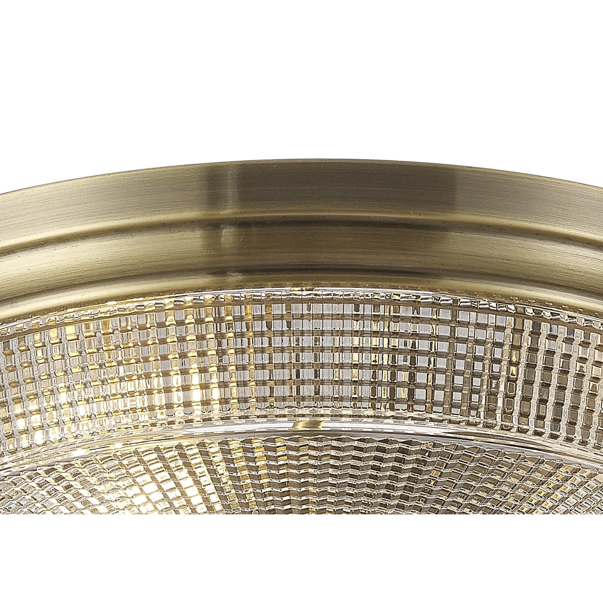 Fabula Maida 2 Light Flush Light - Antique Brass & Prismatic Glass