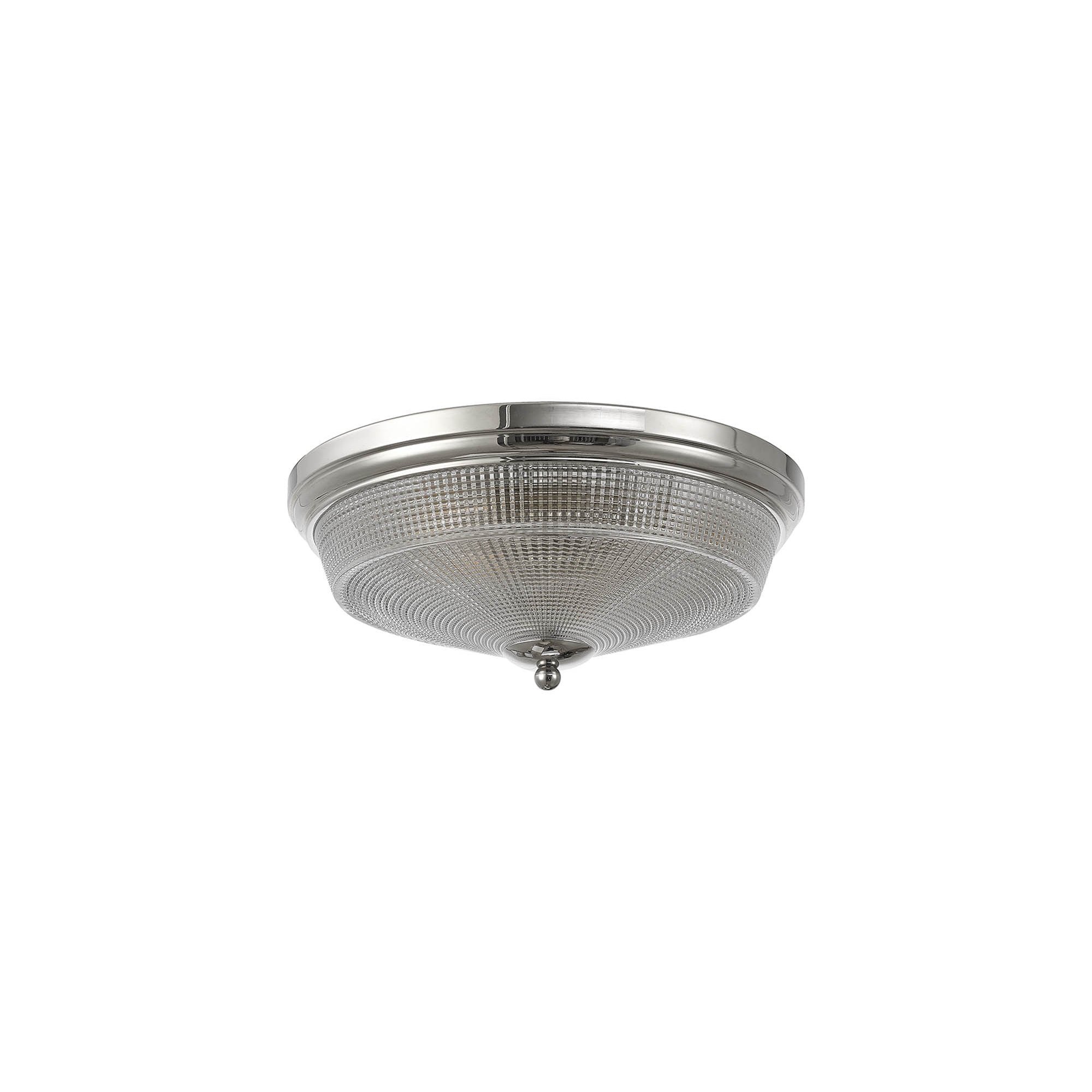 Fabula Maida 2 Light Flush Light - Polished Nickel & Prismatic Glass