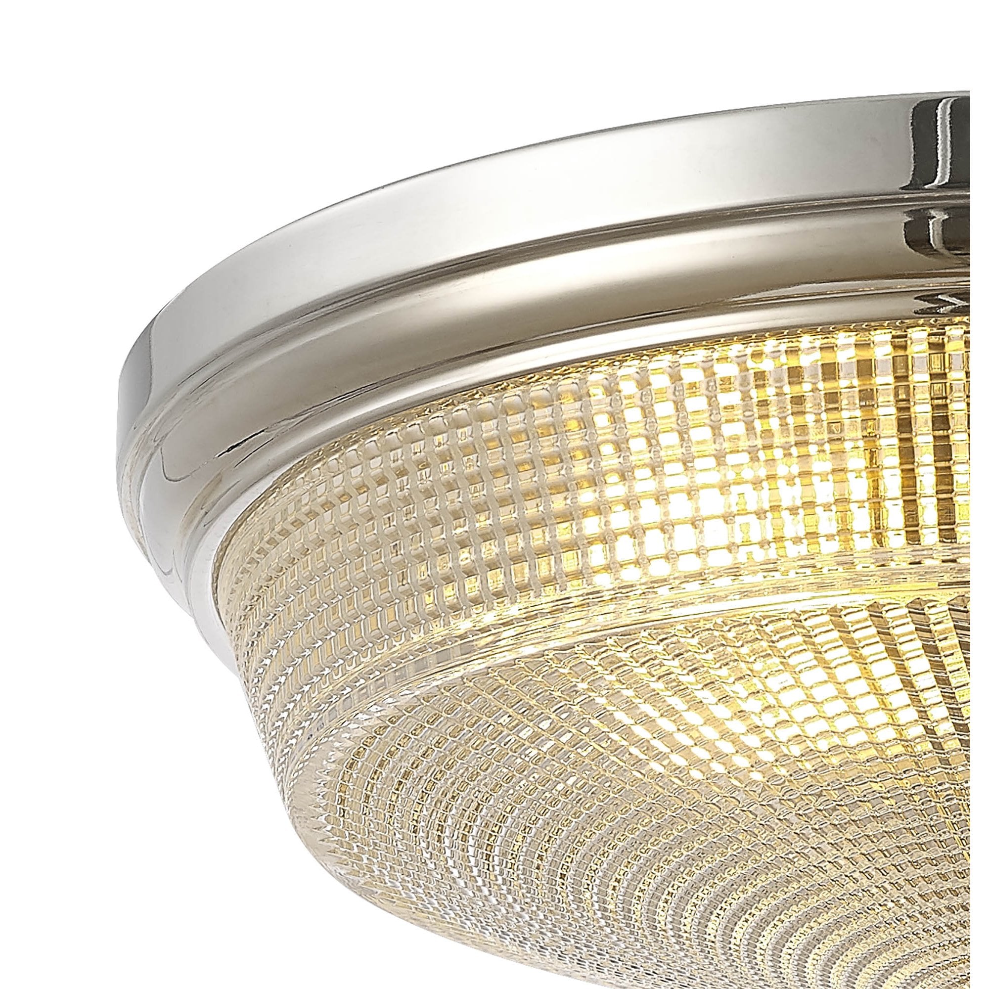 Fabula Maida 2 Light Flush Light - Polished Nickel & Prismatic Glass