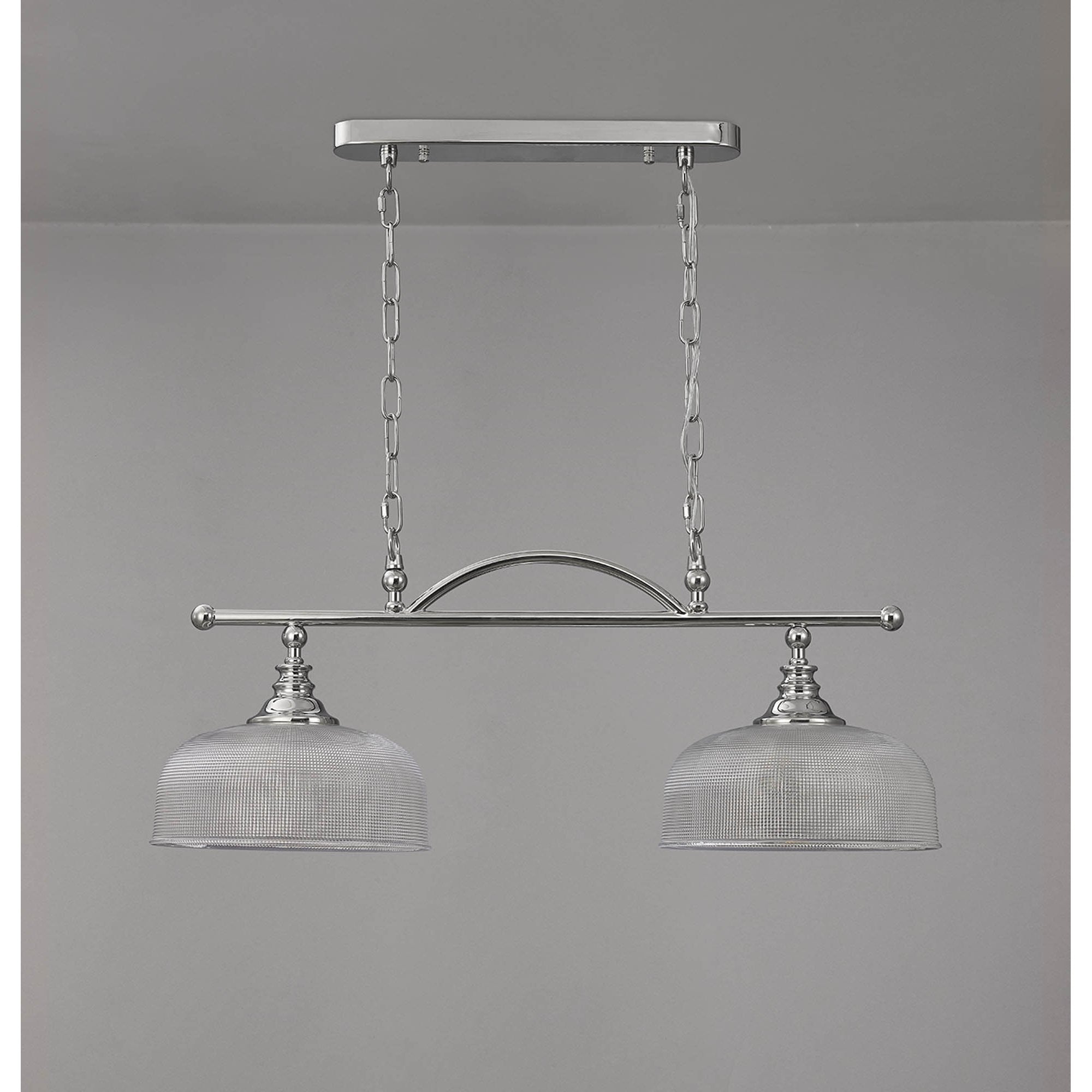 Fabula Maida 2 Light Linear Semi-Flush/Pendant - Polished Nickel & Prismatic Glass