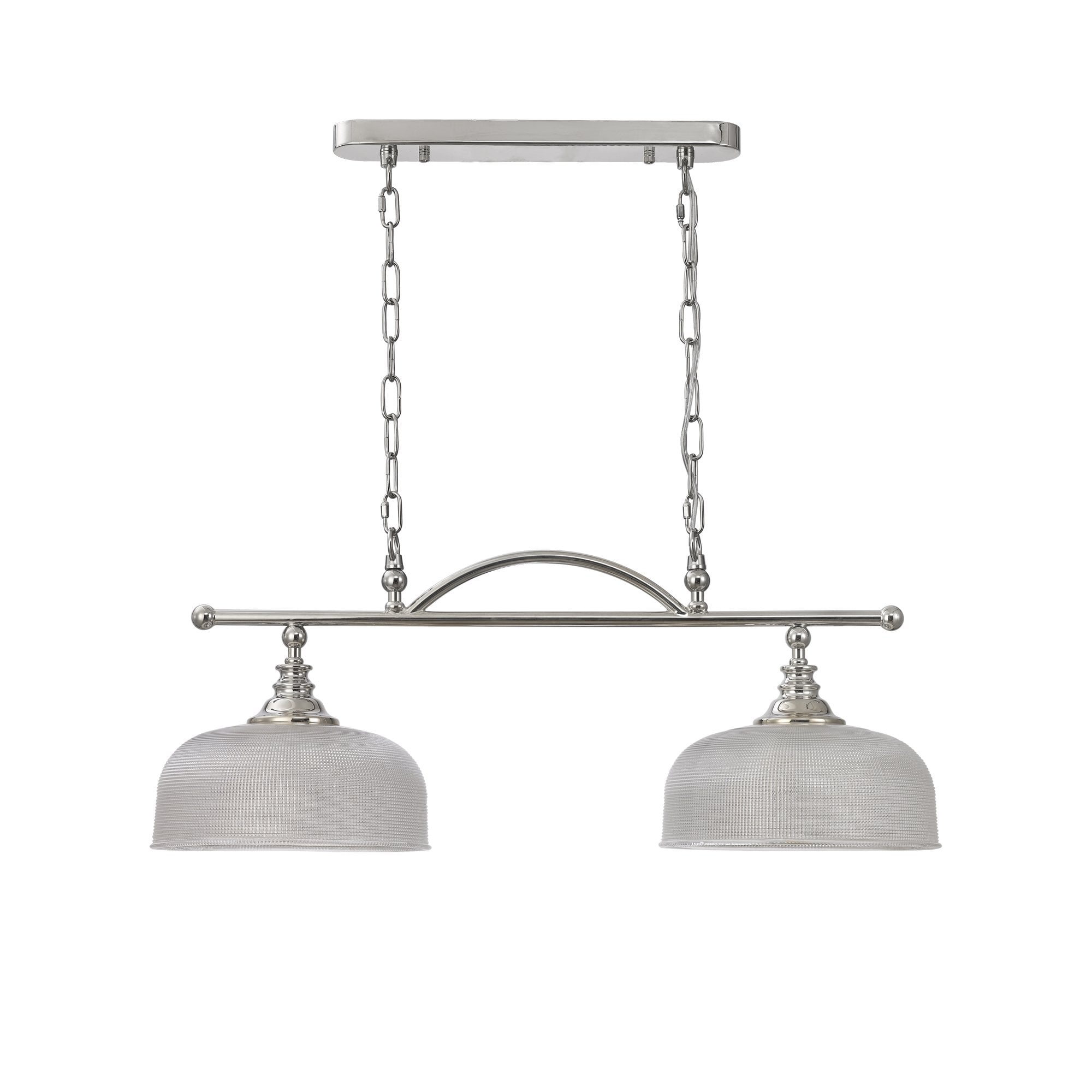 Fabula Maida 2 Light Linear Semi-Flush/Pendant - Polished Nickel & Prismatic Glass