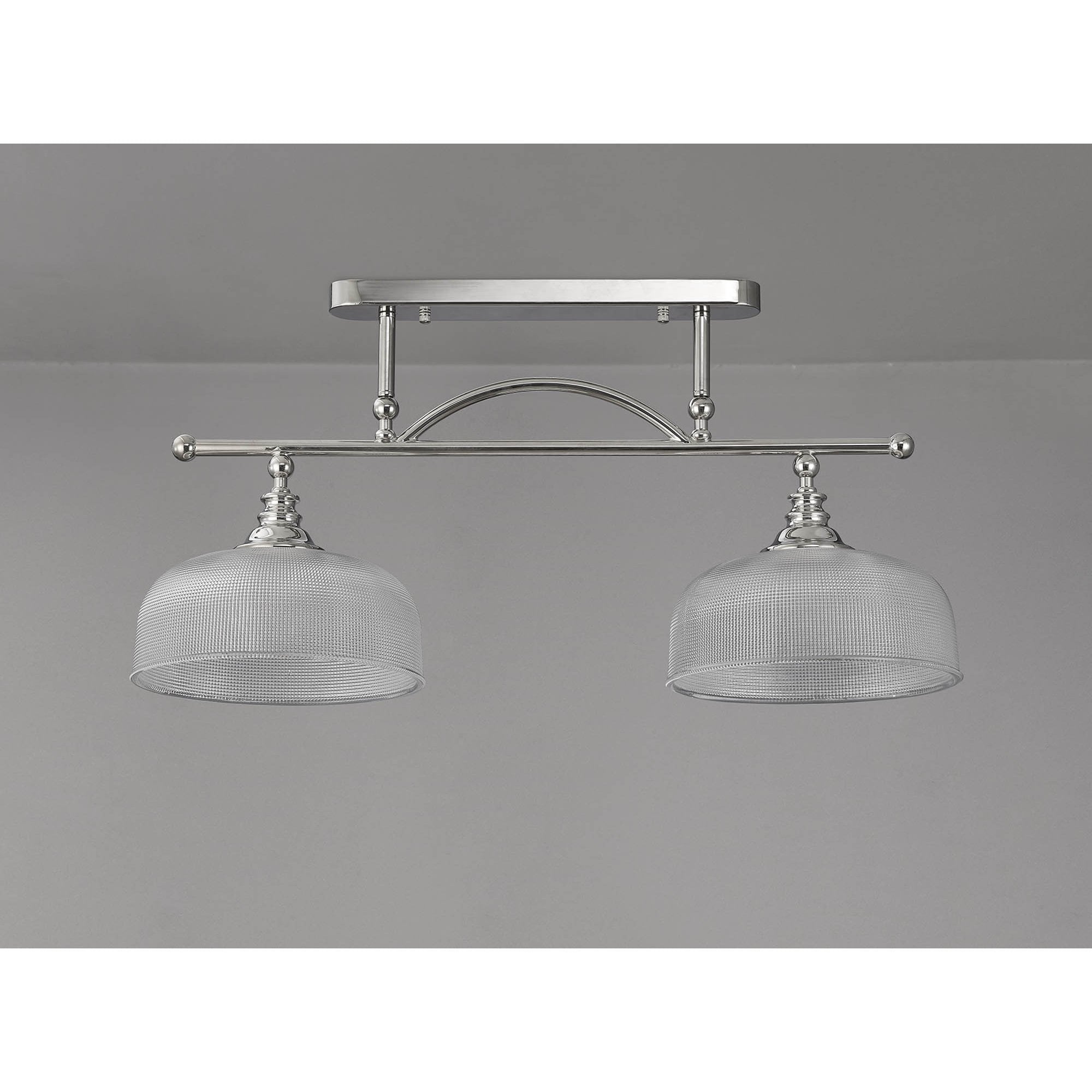 Fabula Maida 2 Light Linear Semi-Flush/Pendant - Polished Nickel & Prismatic Glass