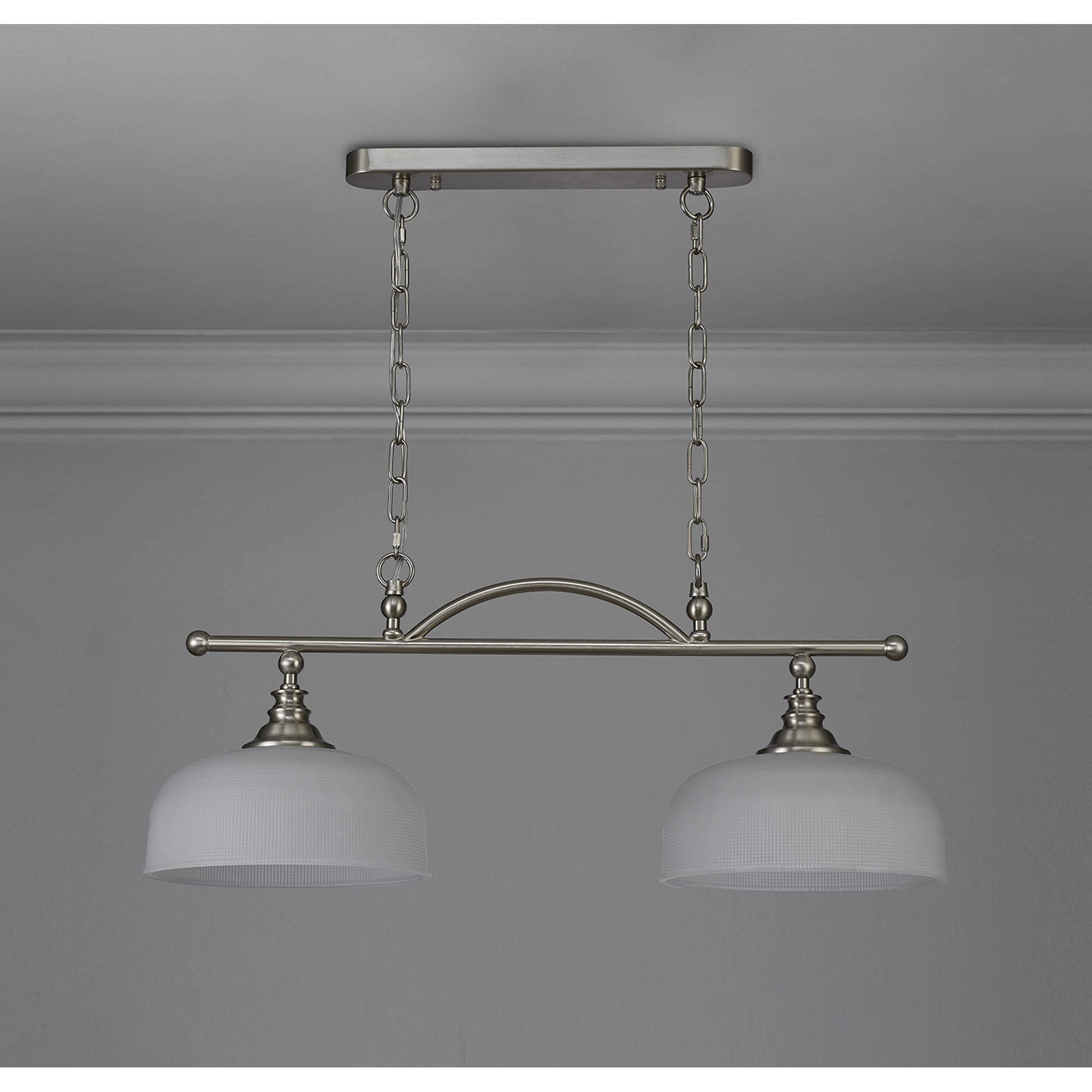 Fabula Maida 2 Light Linear Semi-Flush/Pendant - Satin Nickel & Frosted Glass