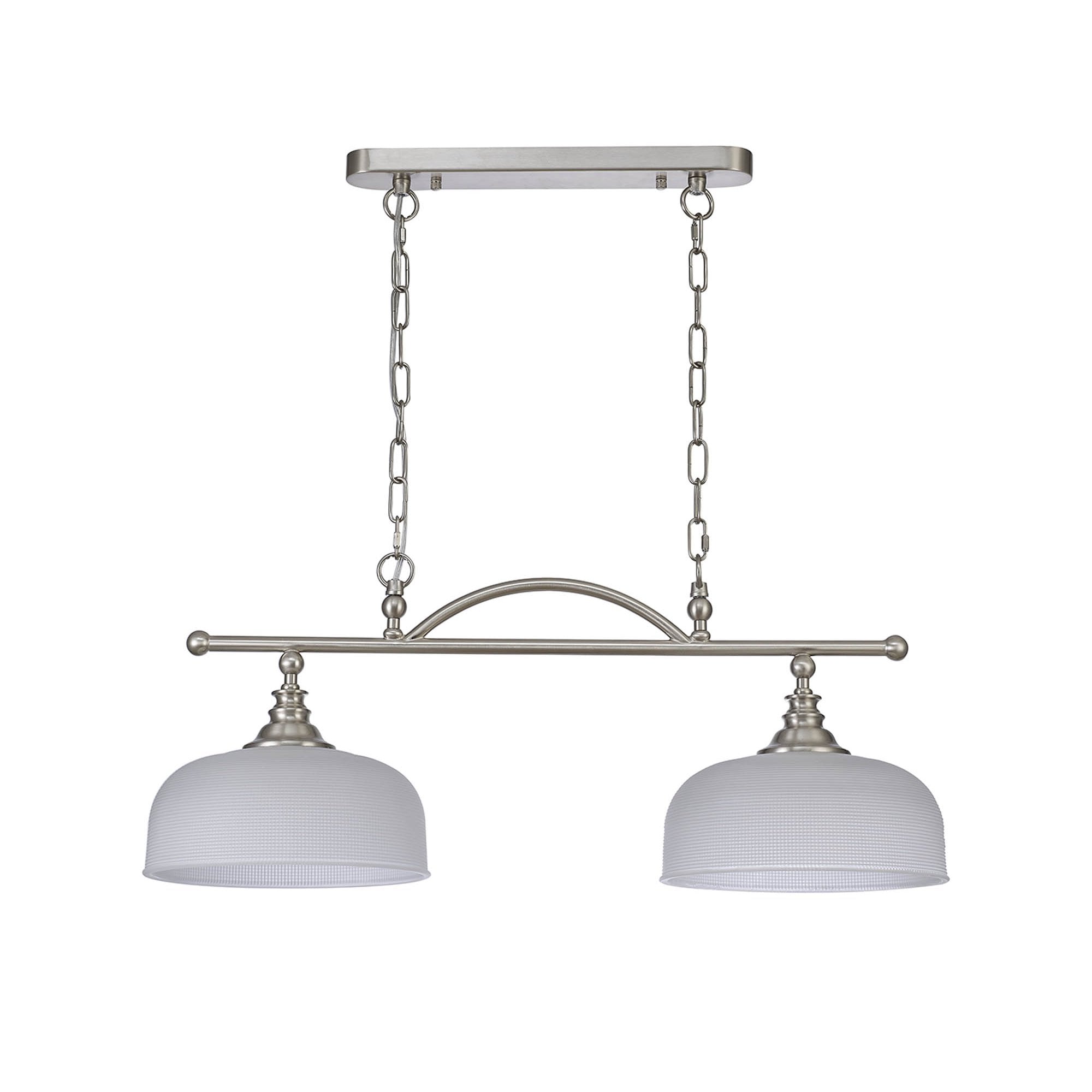 Fabula Maida 2 Light Linear Semi-Flush/Pendant - Satin Nickel & Frosted Glass