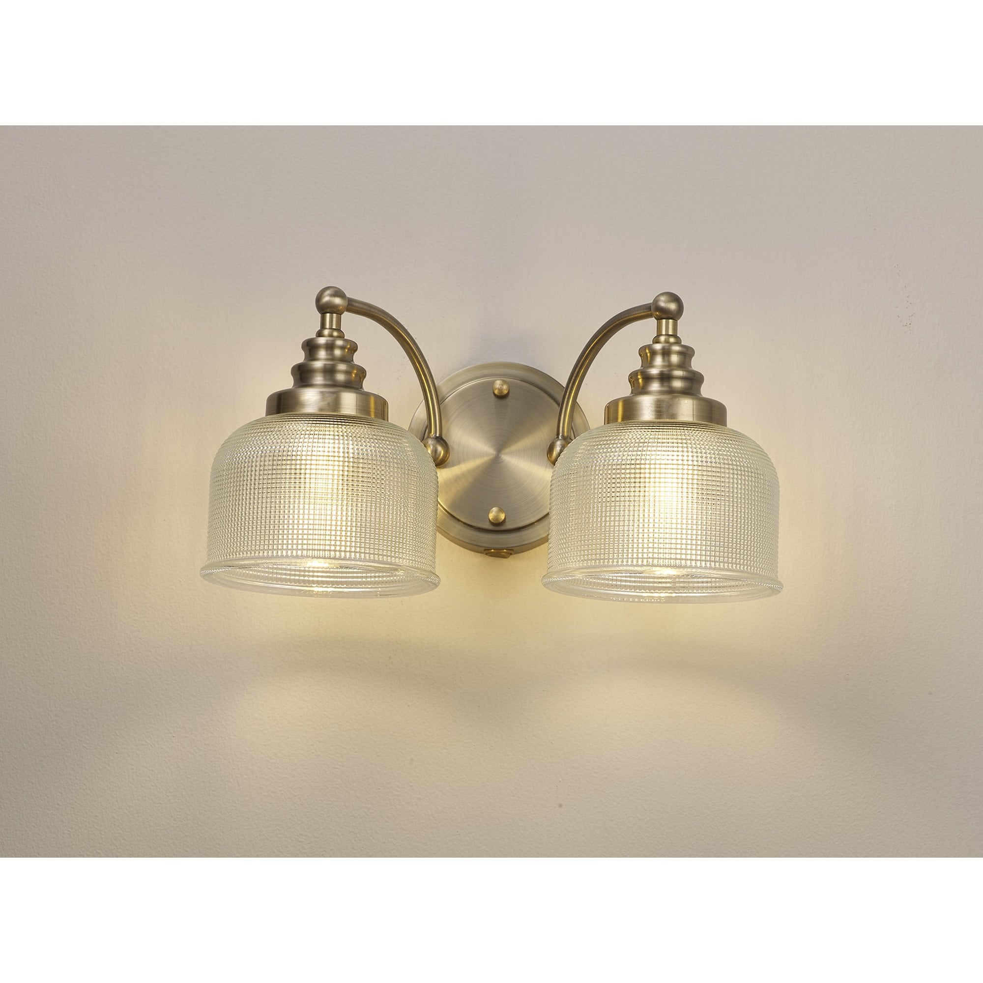 Fabula Maida 2 Light Wall Lamp - Antique Brass & Prismatic Glass