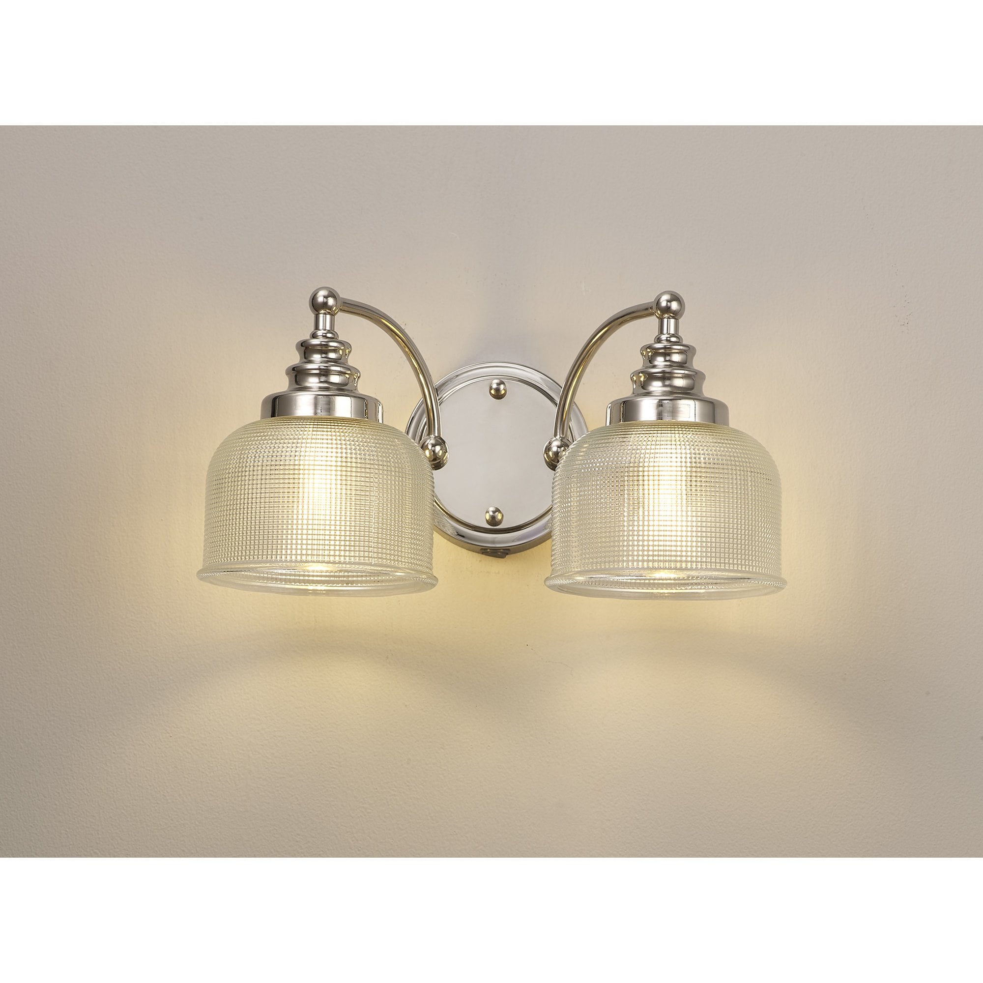 Fabula Maida 2 Light Wall Lamp - Polished Nickel & Prismatic Glass